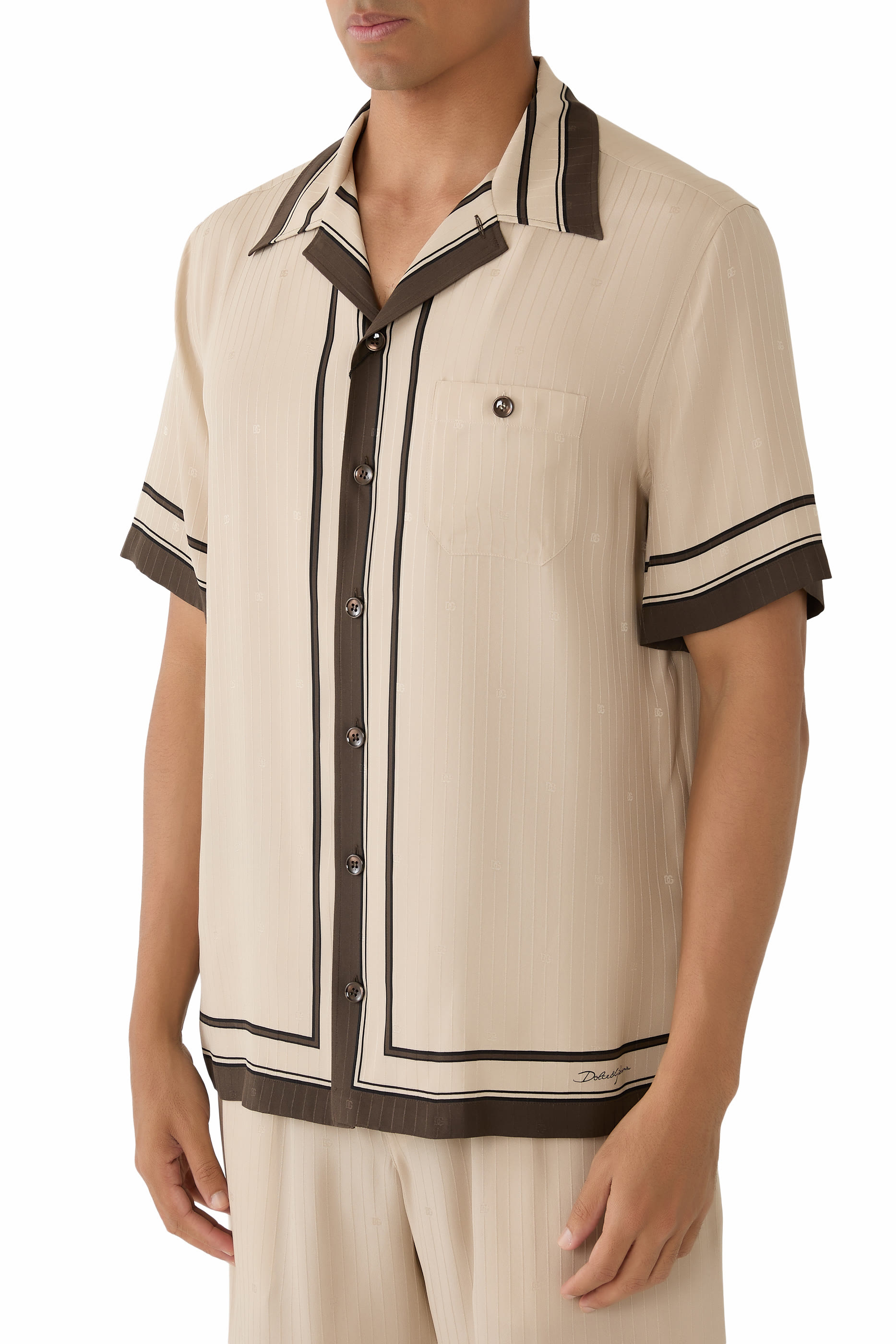 Logo-Print Striped Jacquard Martini Shirt
