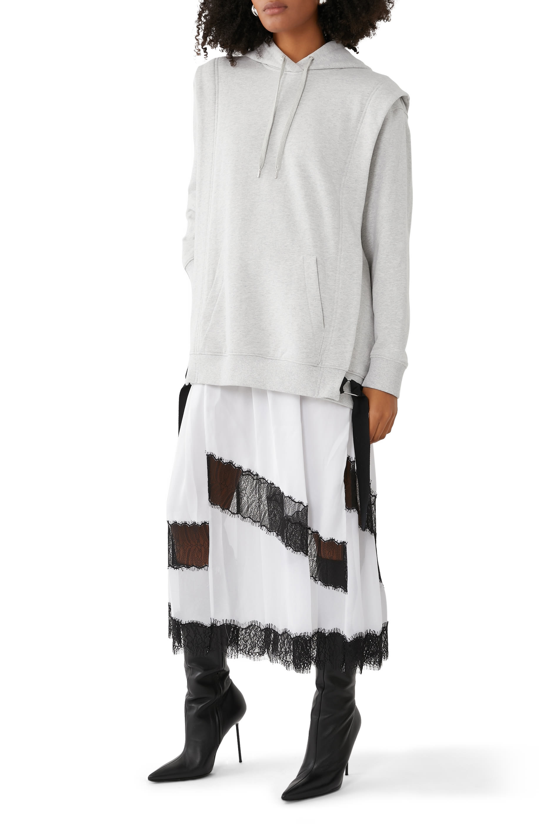 Lace Trim Hoodie Dress