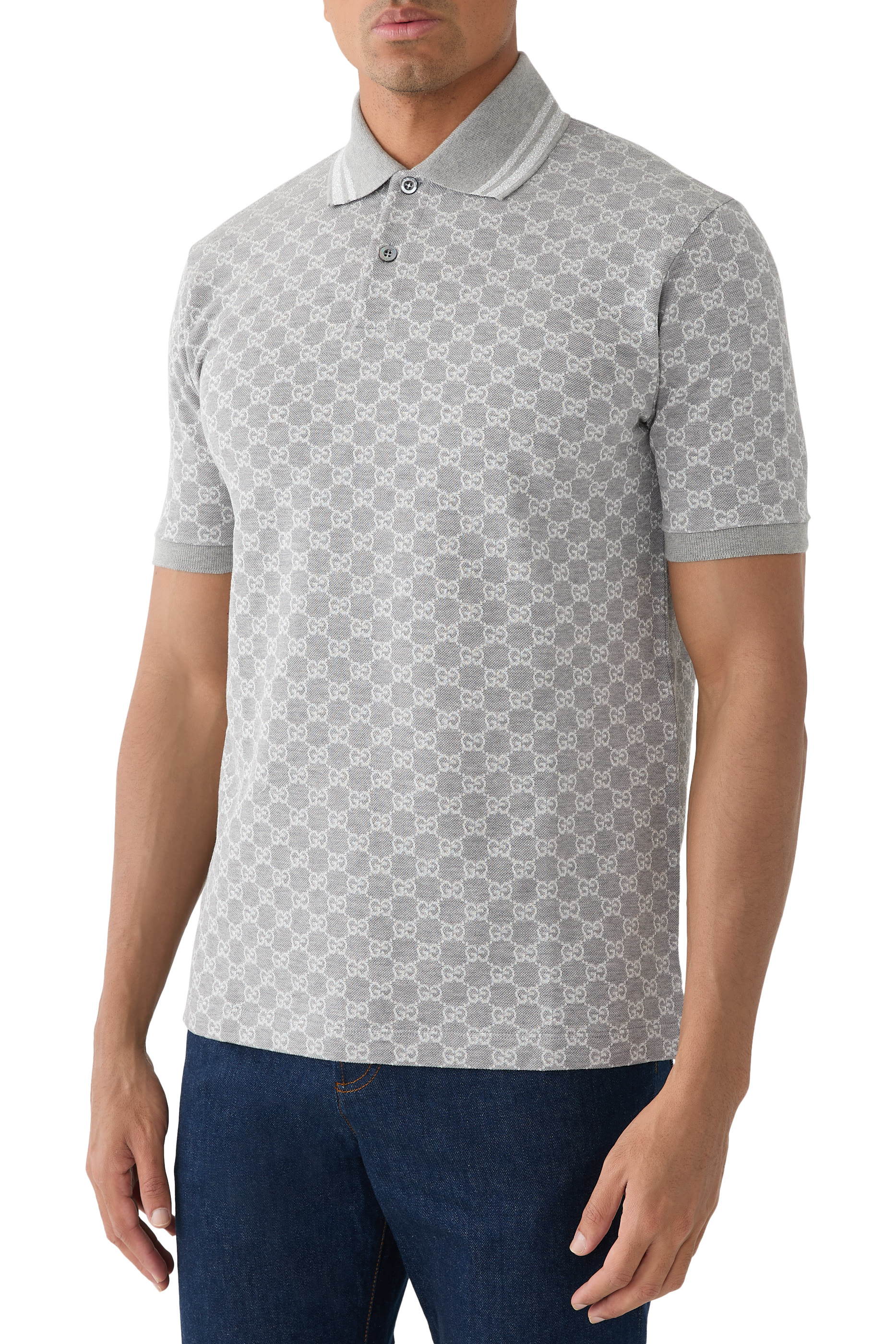 GG Cotton Lamé Jacquard Polo Shirt