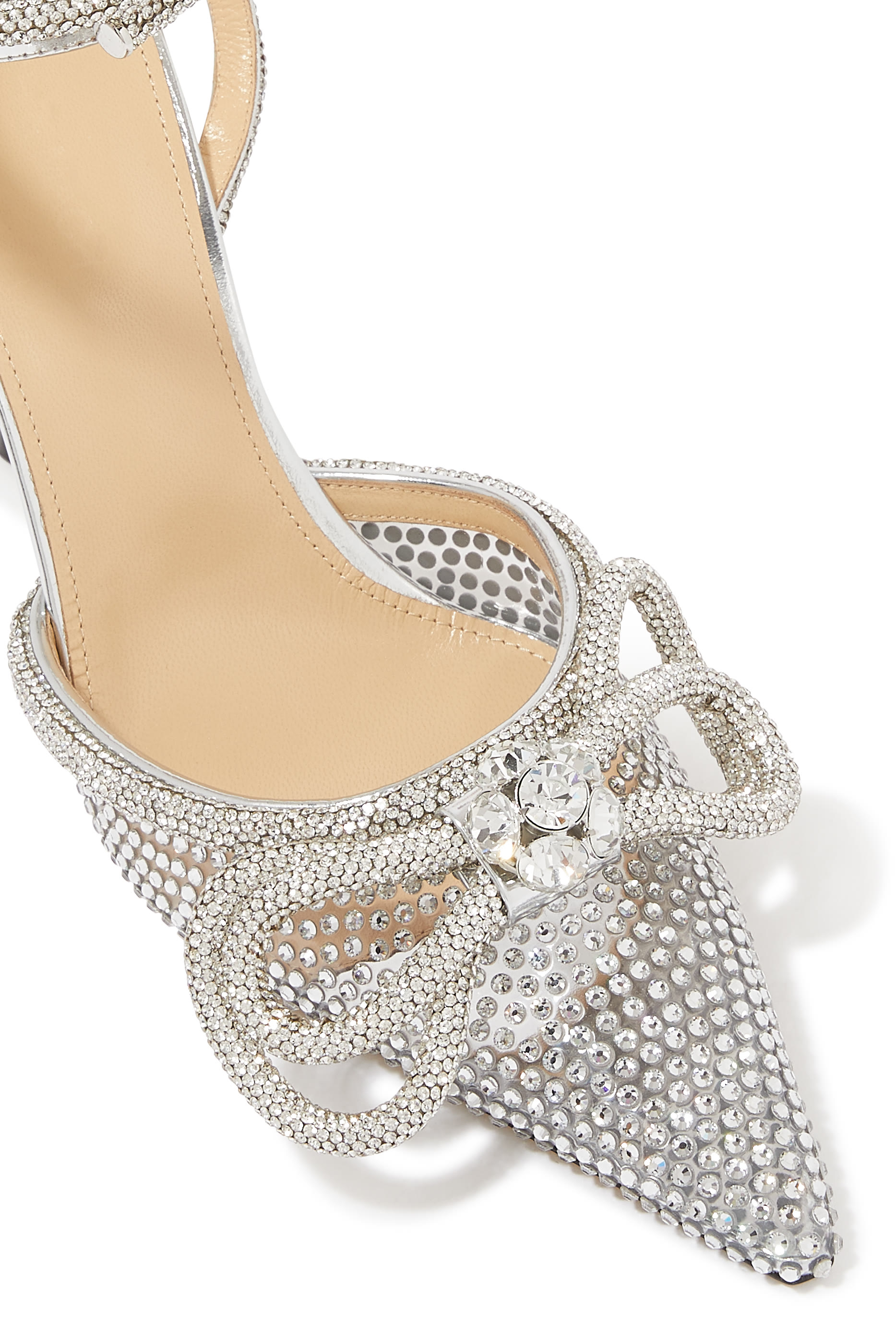 Double Bow Crystal-Embellished PVC 100 Pumps