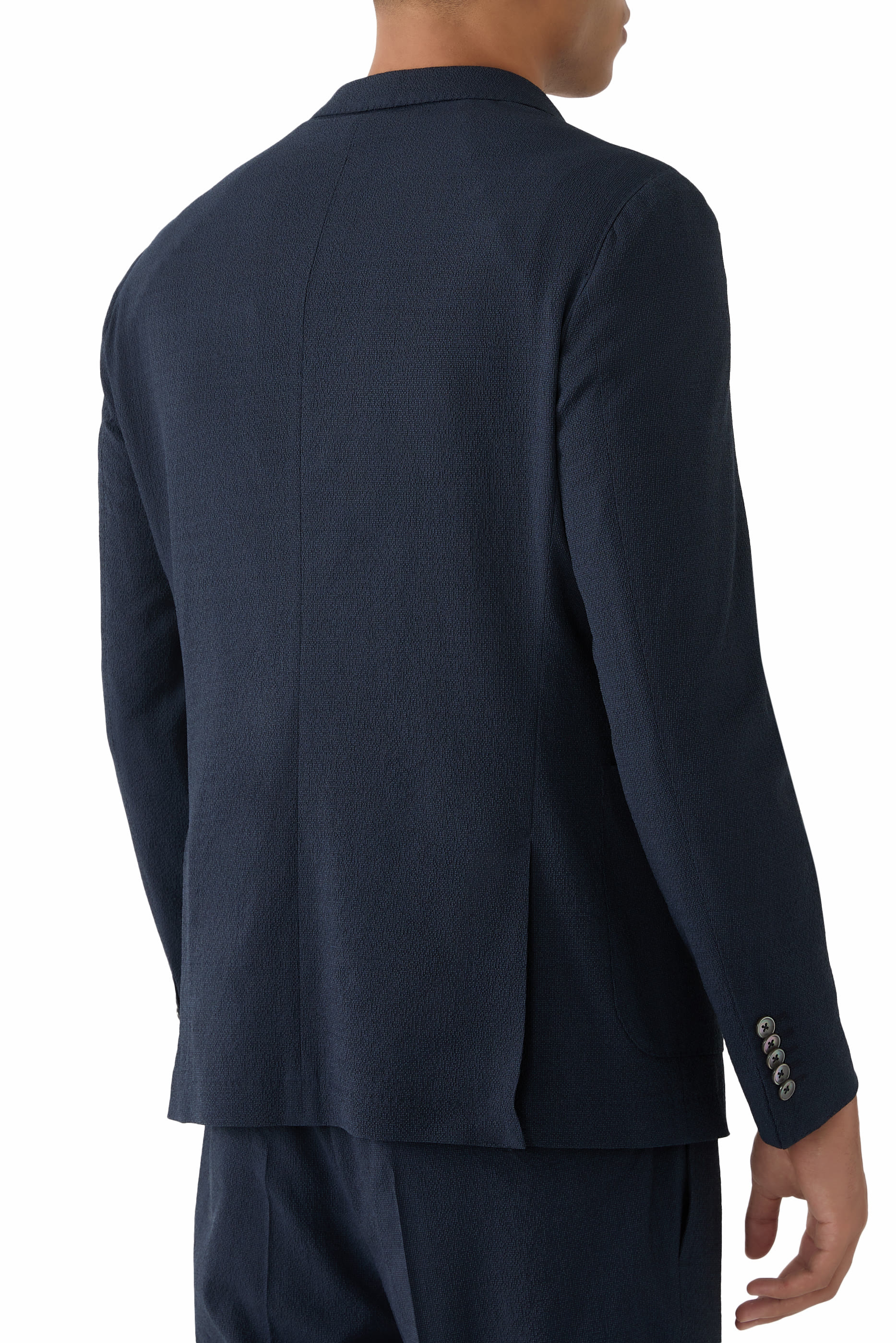 Slim-Fit Blazer in Wool-Blend Seersucker