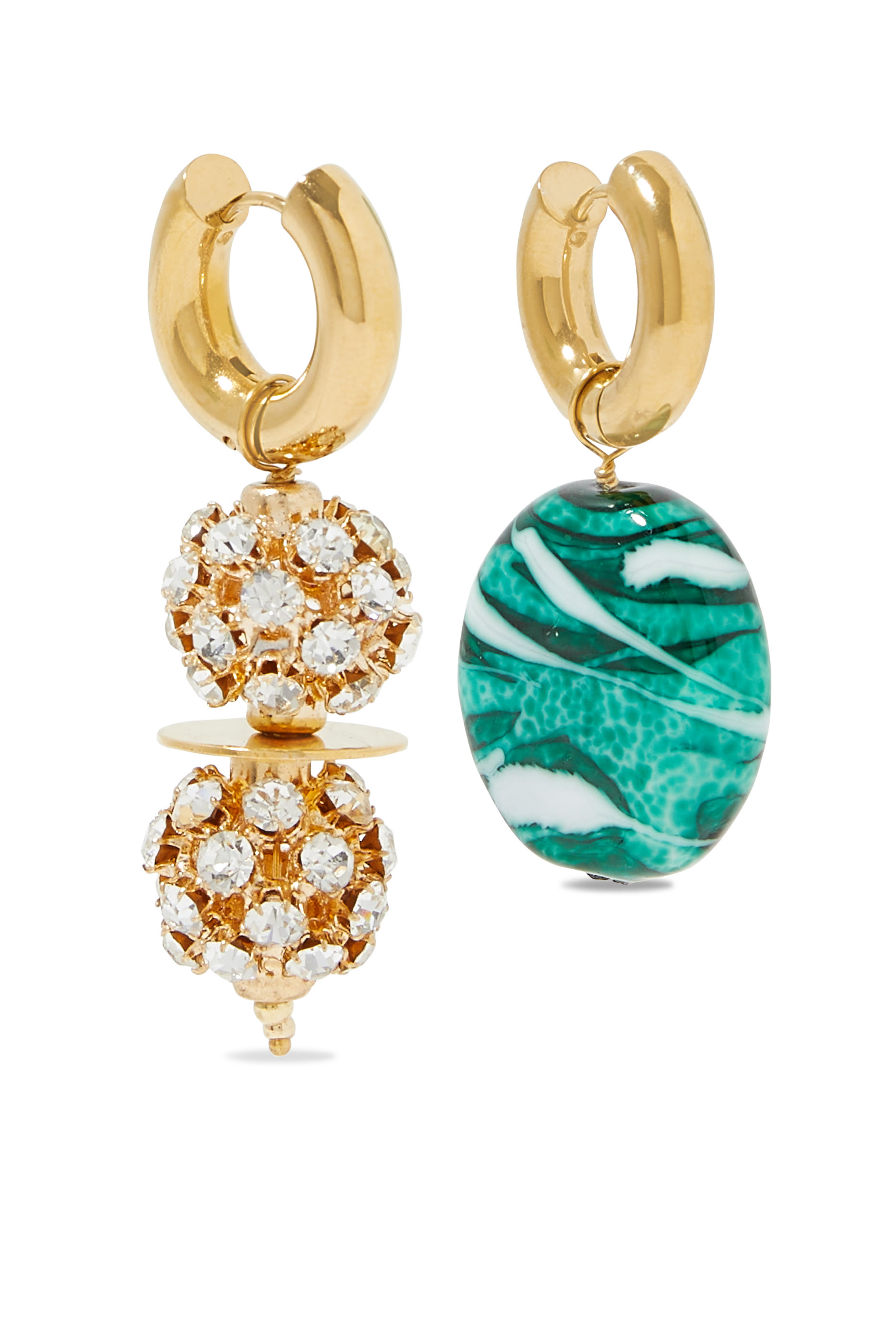 Mix & Match Earrings, 24k Gold-Plated Brass & Crystals