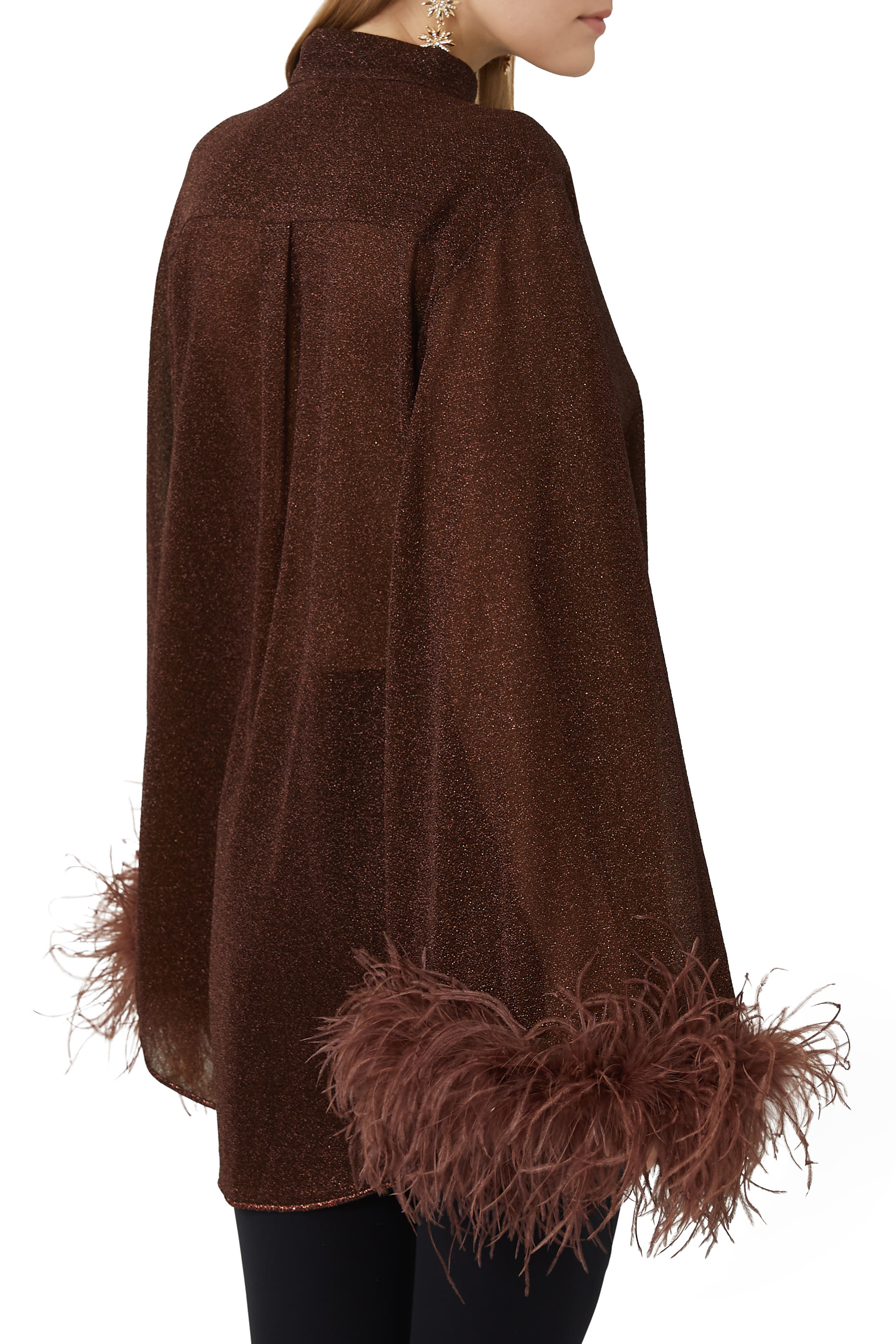 Lumiere Plumage Feather-Trim Shirt
