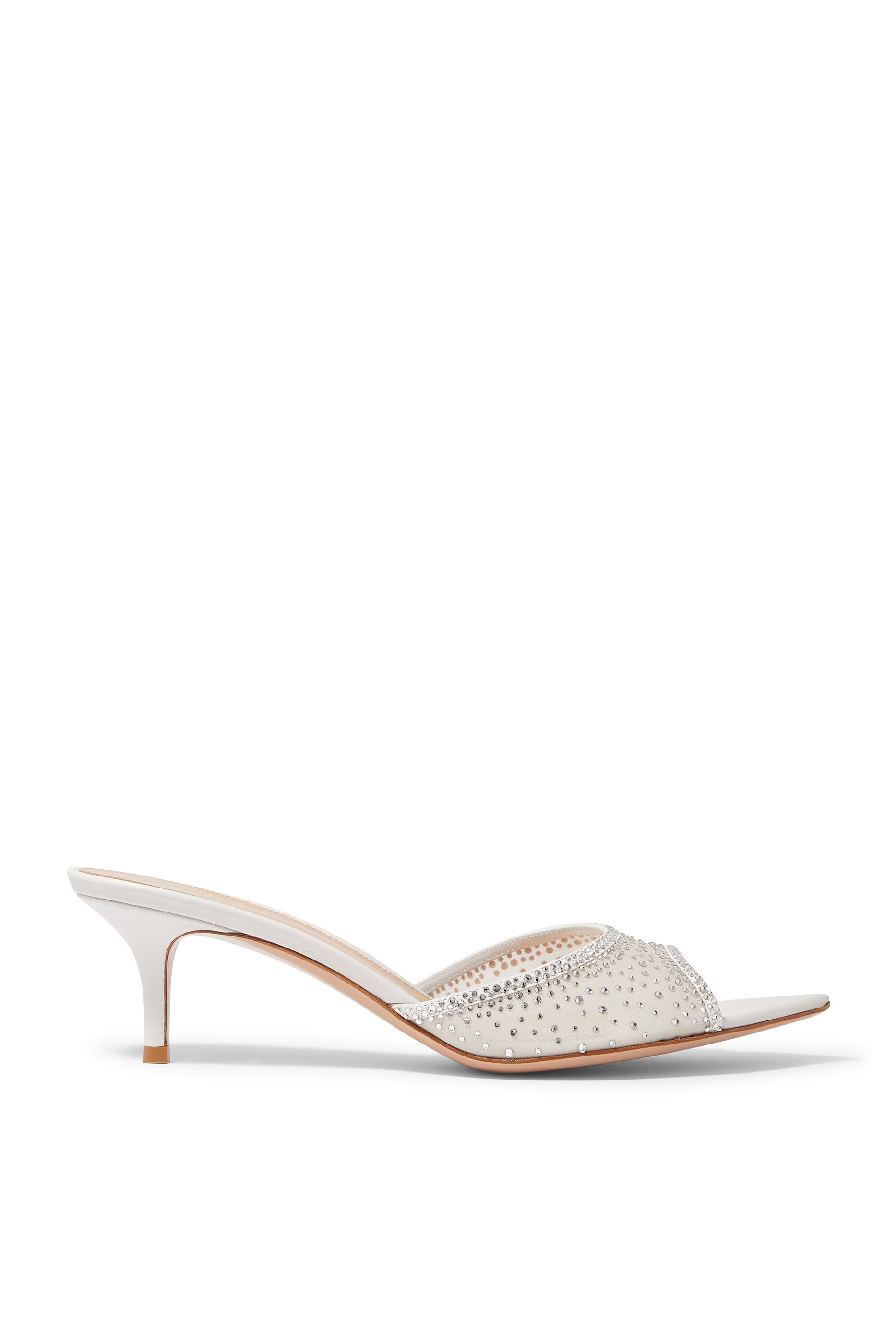 Rania 55 Suede Organza Embellished Mules