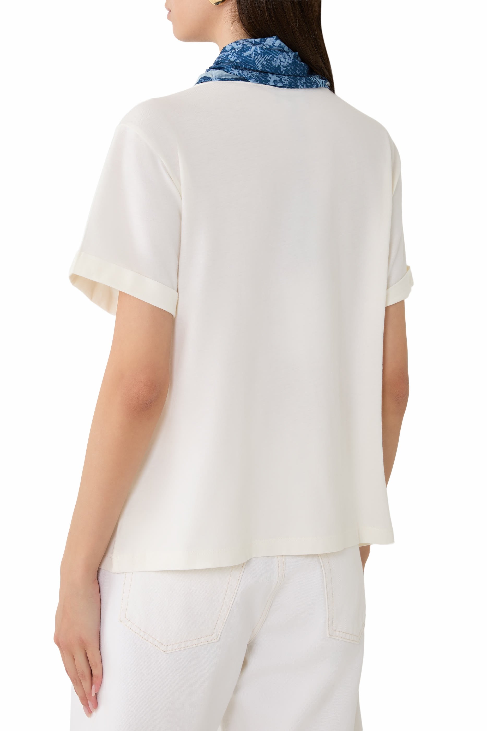 Pima Jersey T-shirt with Foulard Collar 