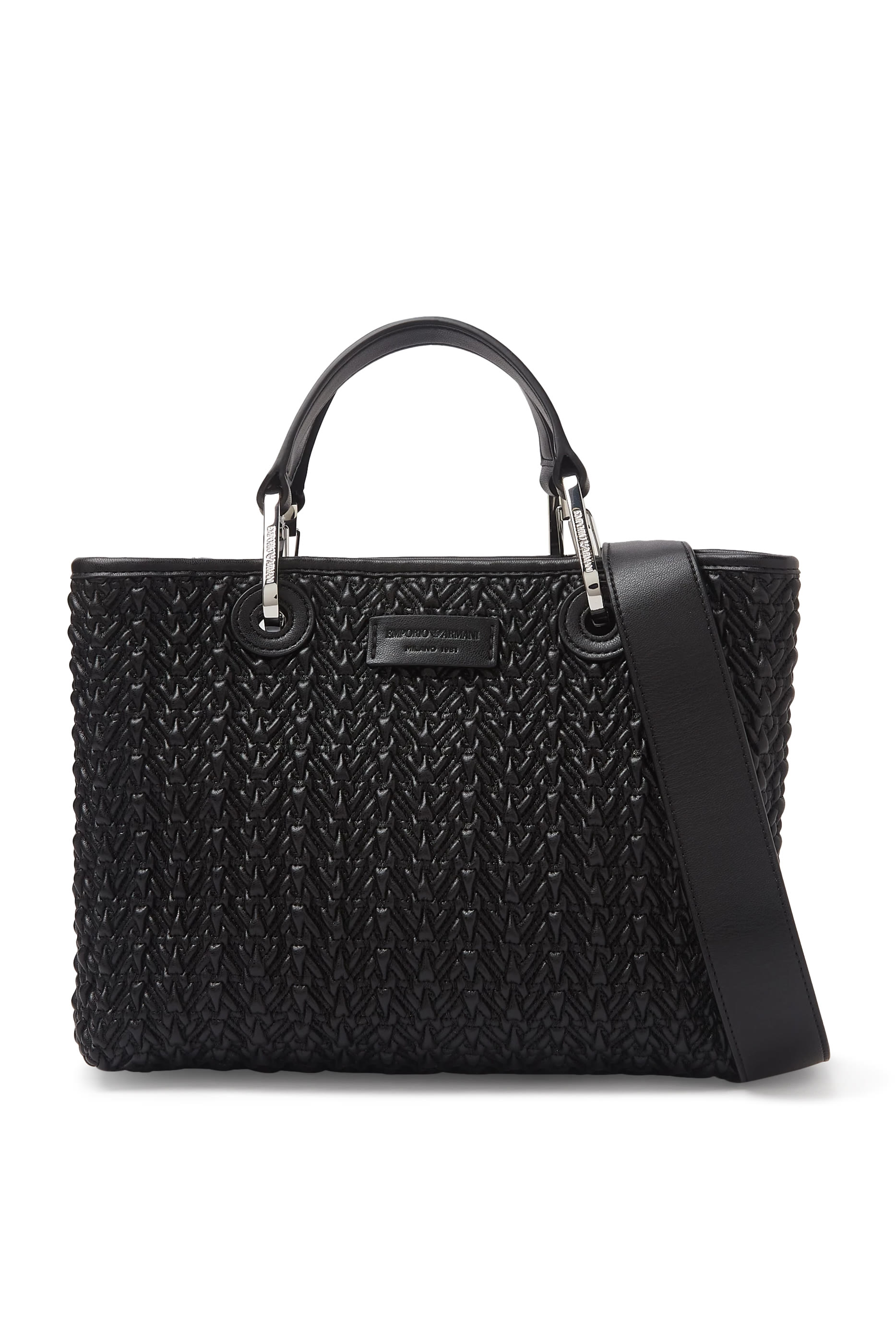 MyEA Small Shopper Bag in Interwoven Leather