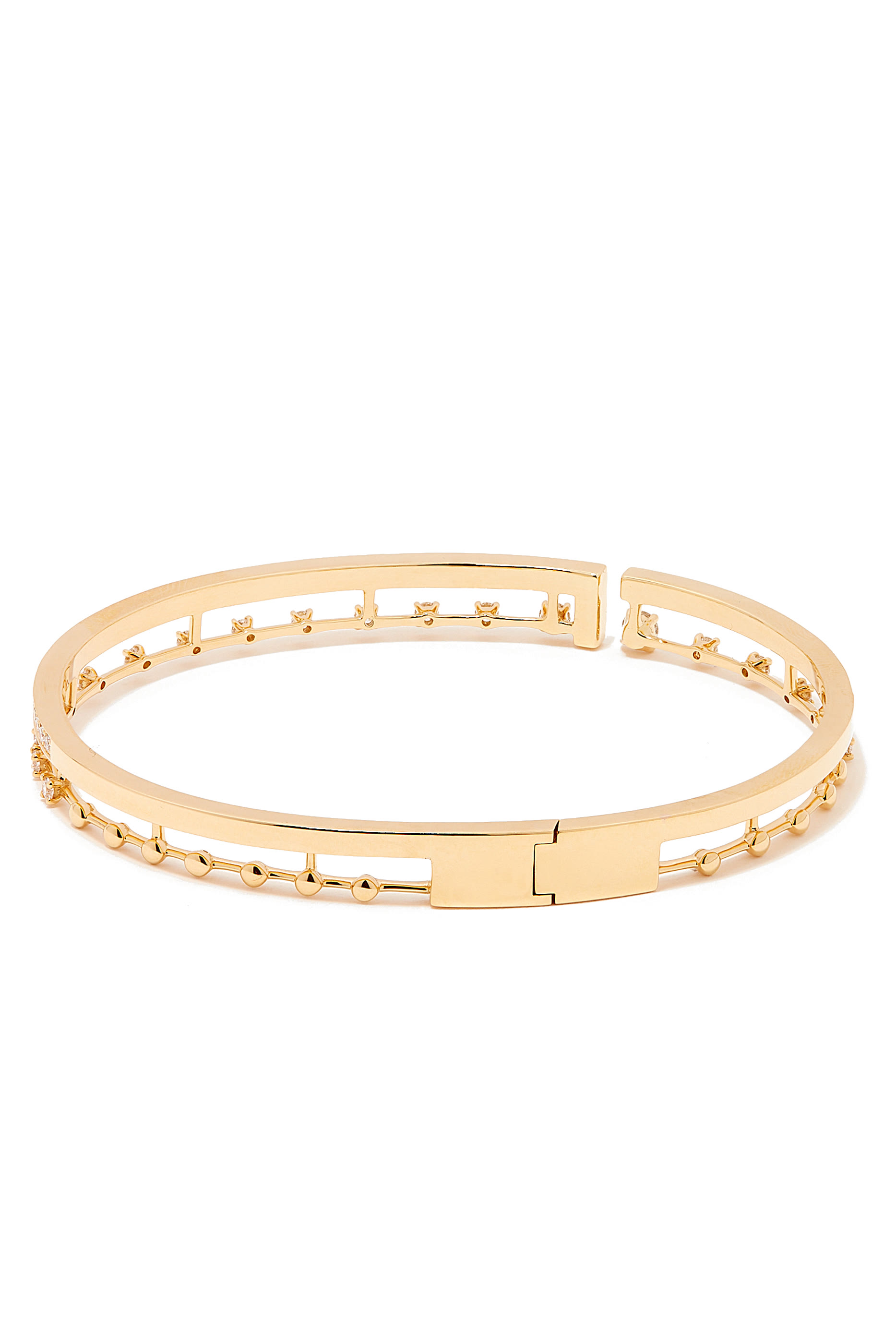 Avenues Open Hinged Bracelet, 18k Yellow Gold with Diamonds