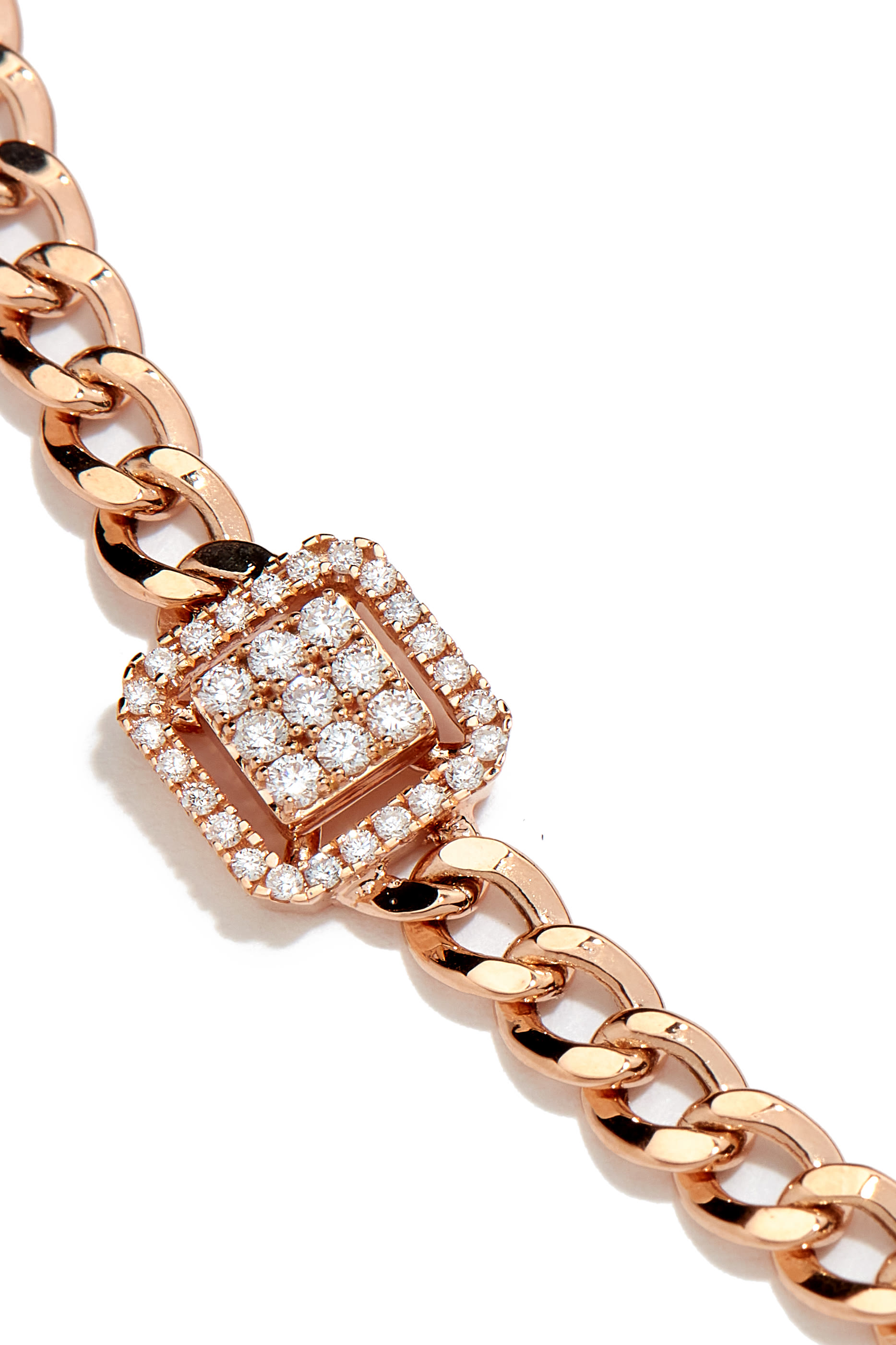 Quwa Three Square Necklace, 18K Rose Gold & Diamonds