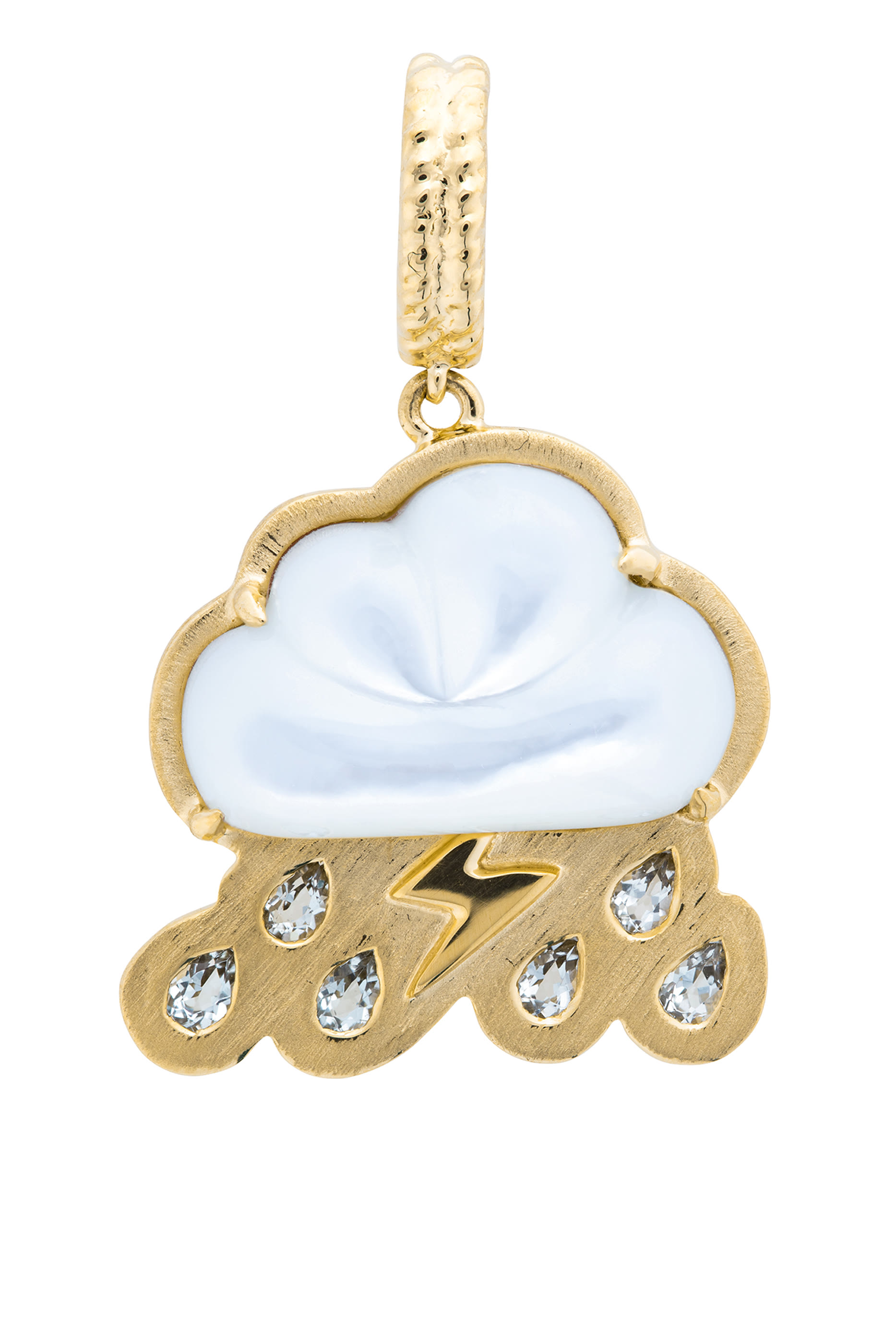 Cloud Brushed Charm, 18K Yellow Gold & Mother of Pearl