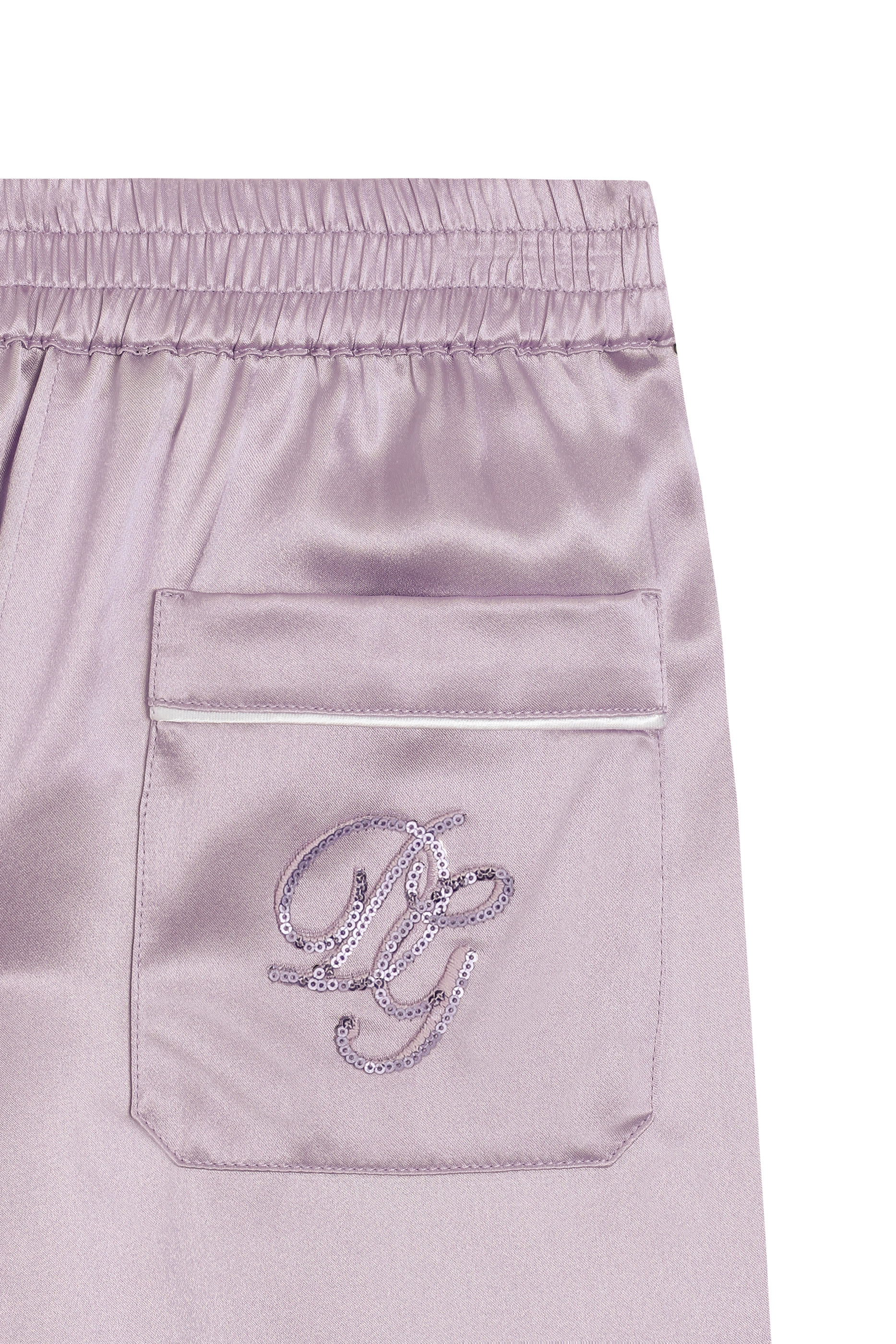Kids Logo Embroidery Silk Satin Vanity Pants