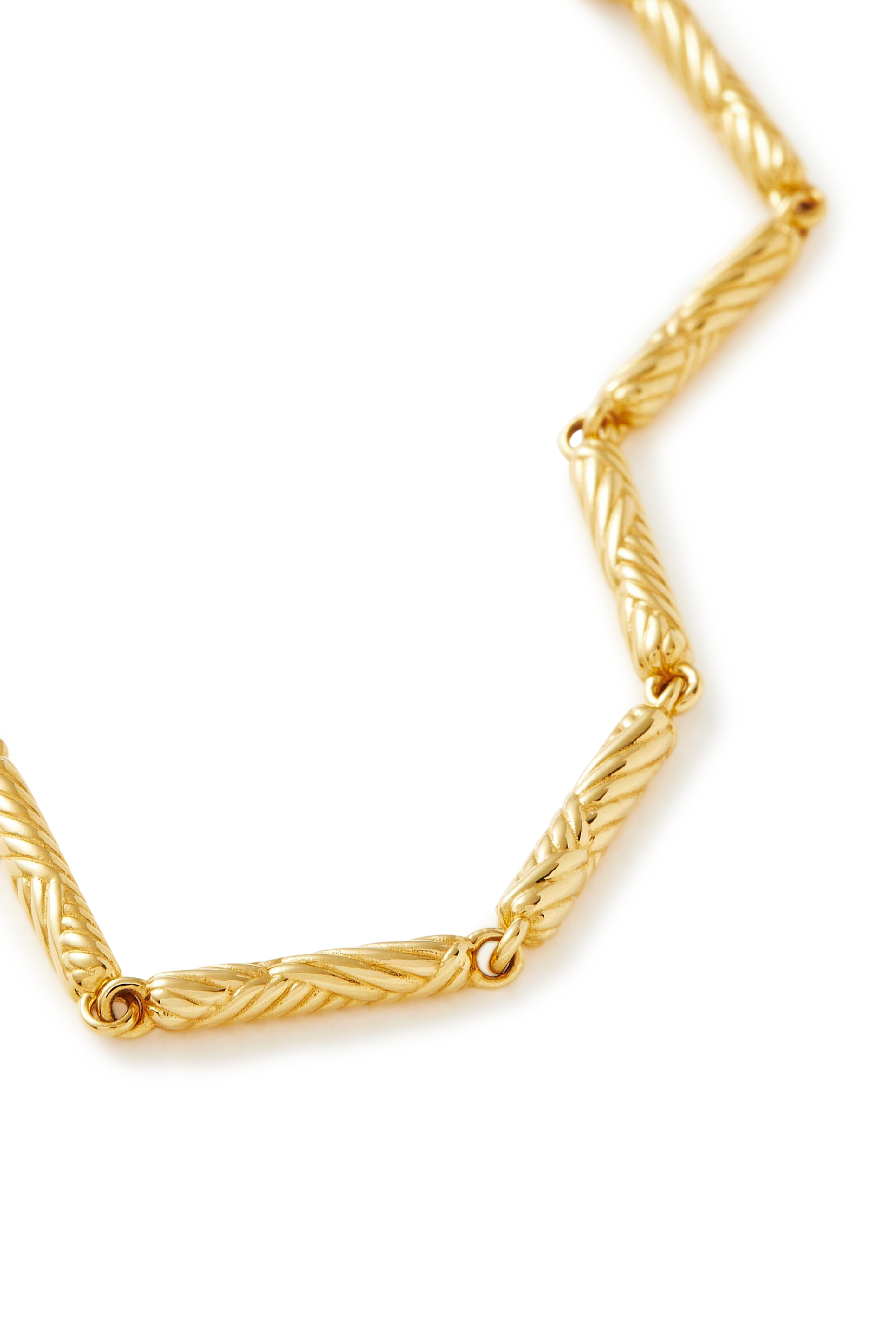 Wavy Ridge Chain Bracelet 18k Gold-Plated Brass
