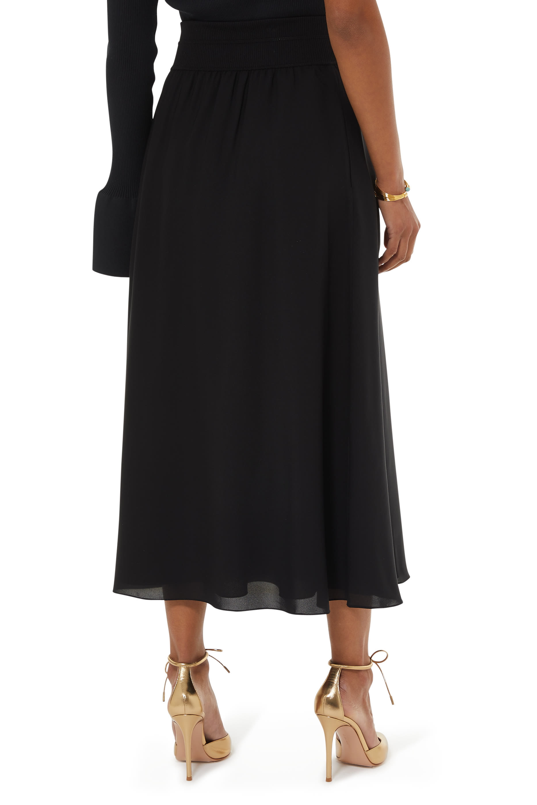 Ribbed Waist Volume Skirt