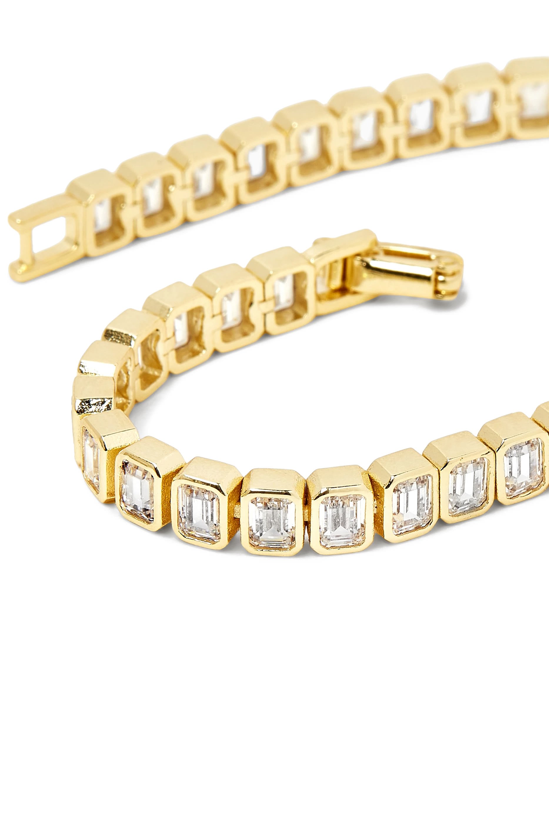 Emerald Cut Baguette Tennis Bracelet, 14k Vermeil on Sterling Silver with Cubic Zirconia
