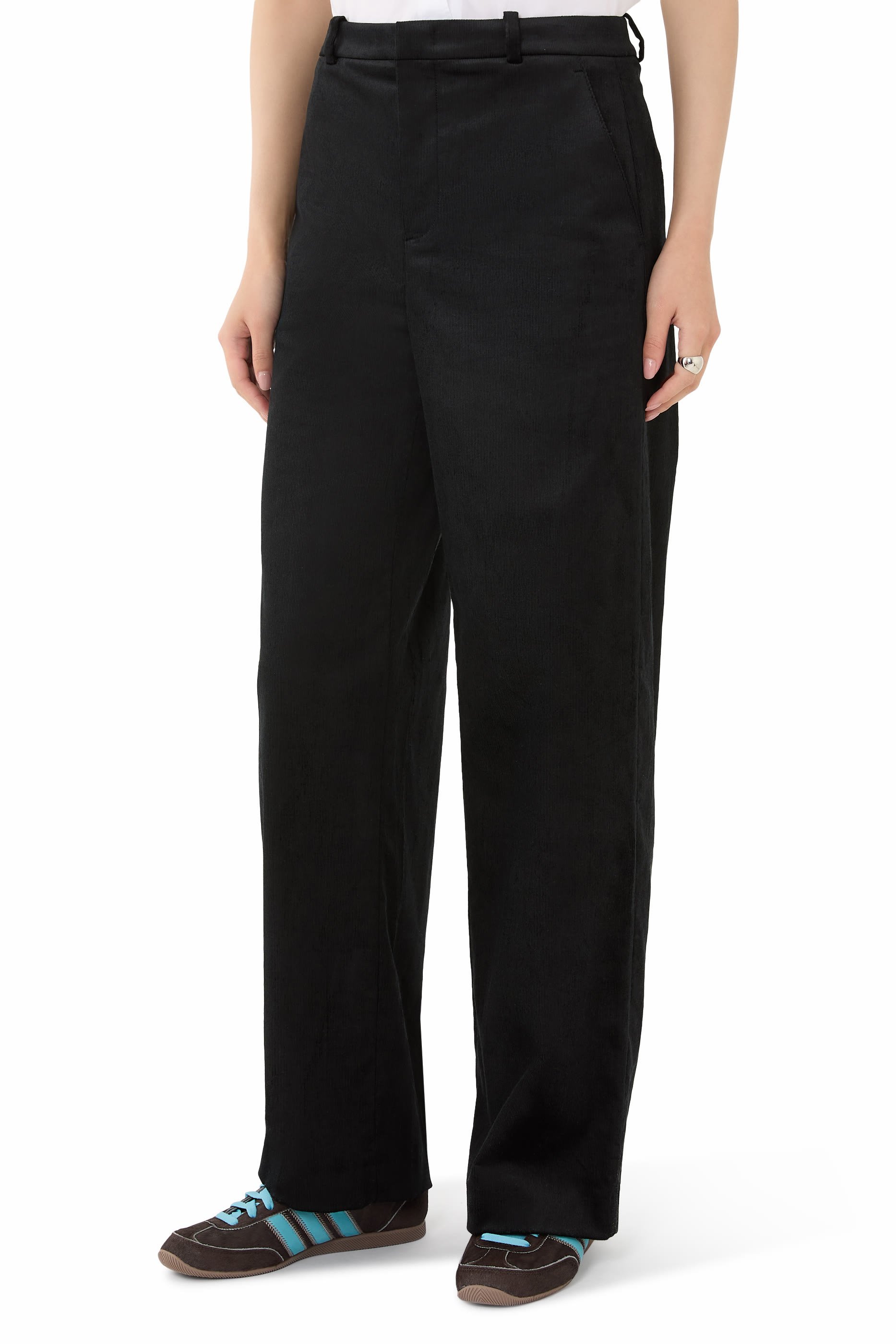 Velvet High-Waist Wide-Leg Trousers
