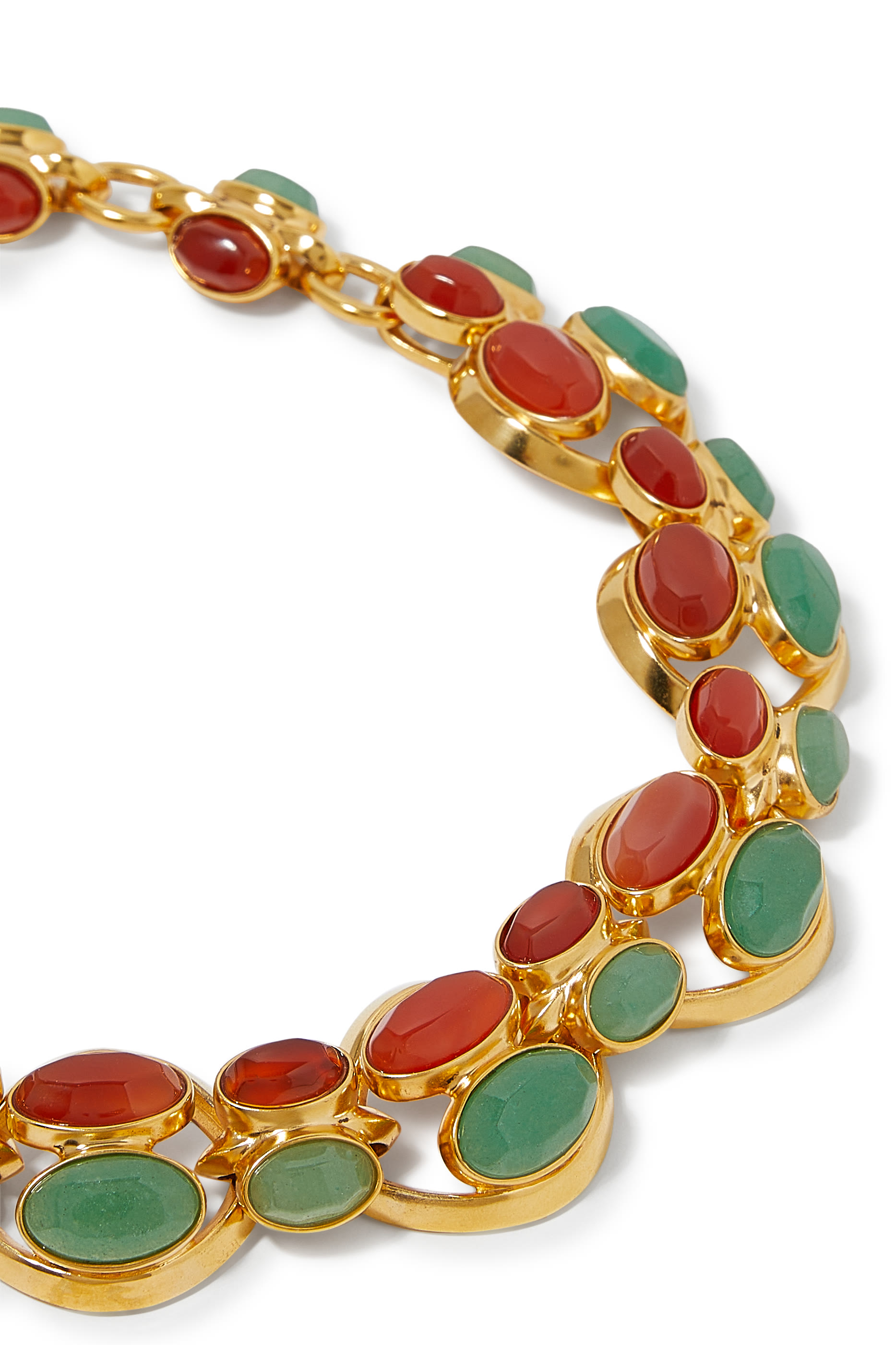  Bosphore Necklace,  24K Plated Brass with Aventurine & Cornelian