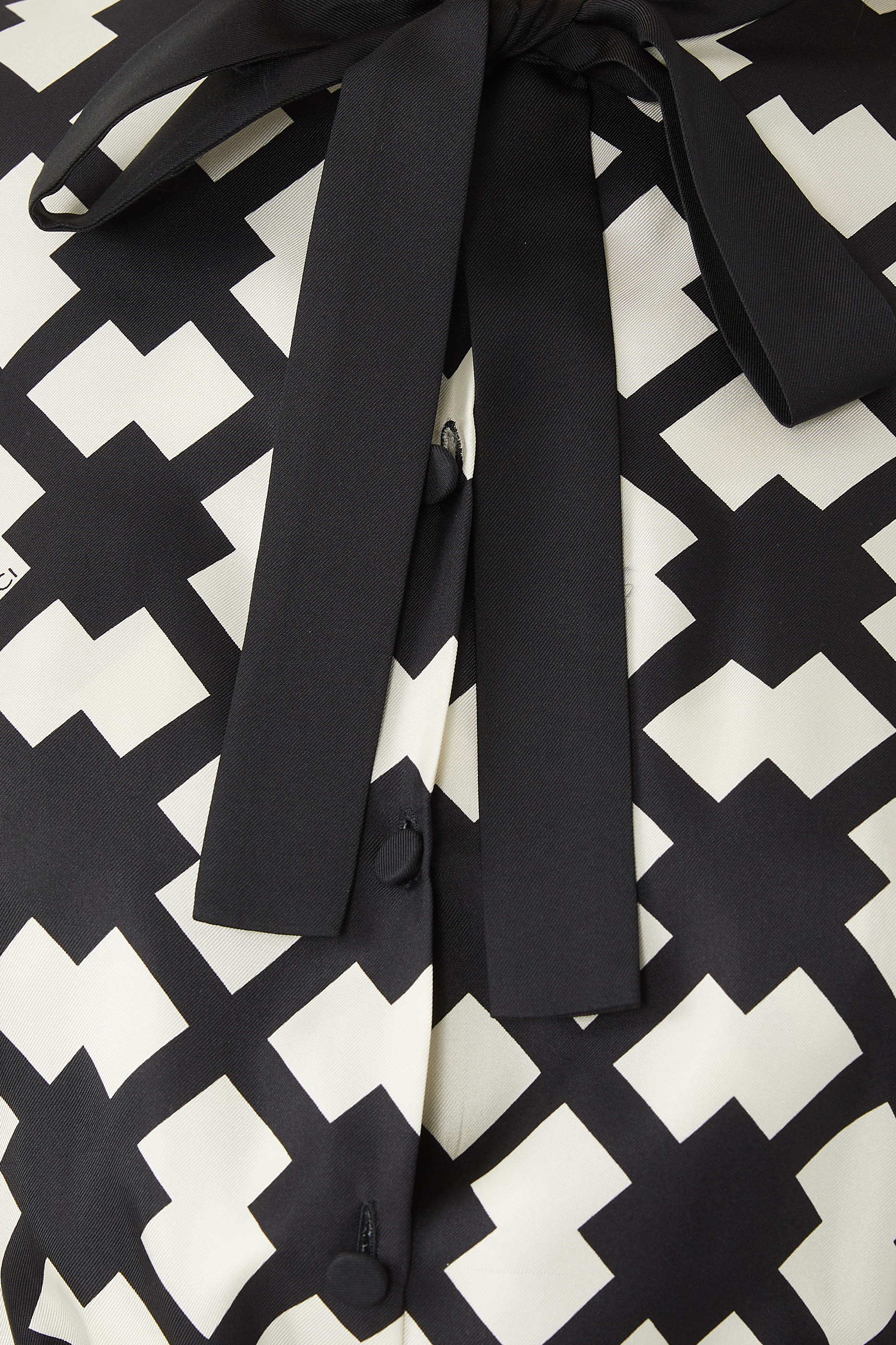 Rhombus Tile Print Silk Dress