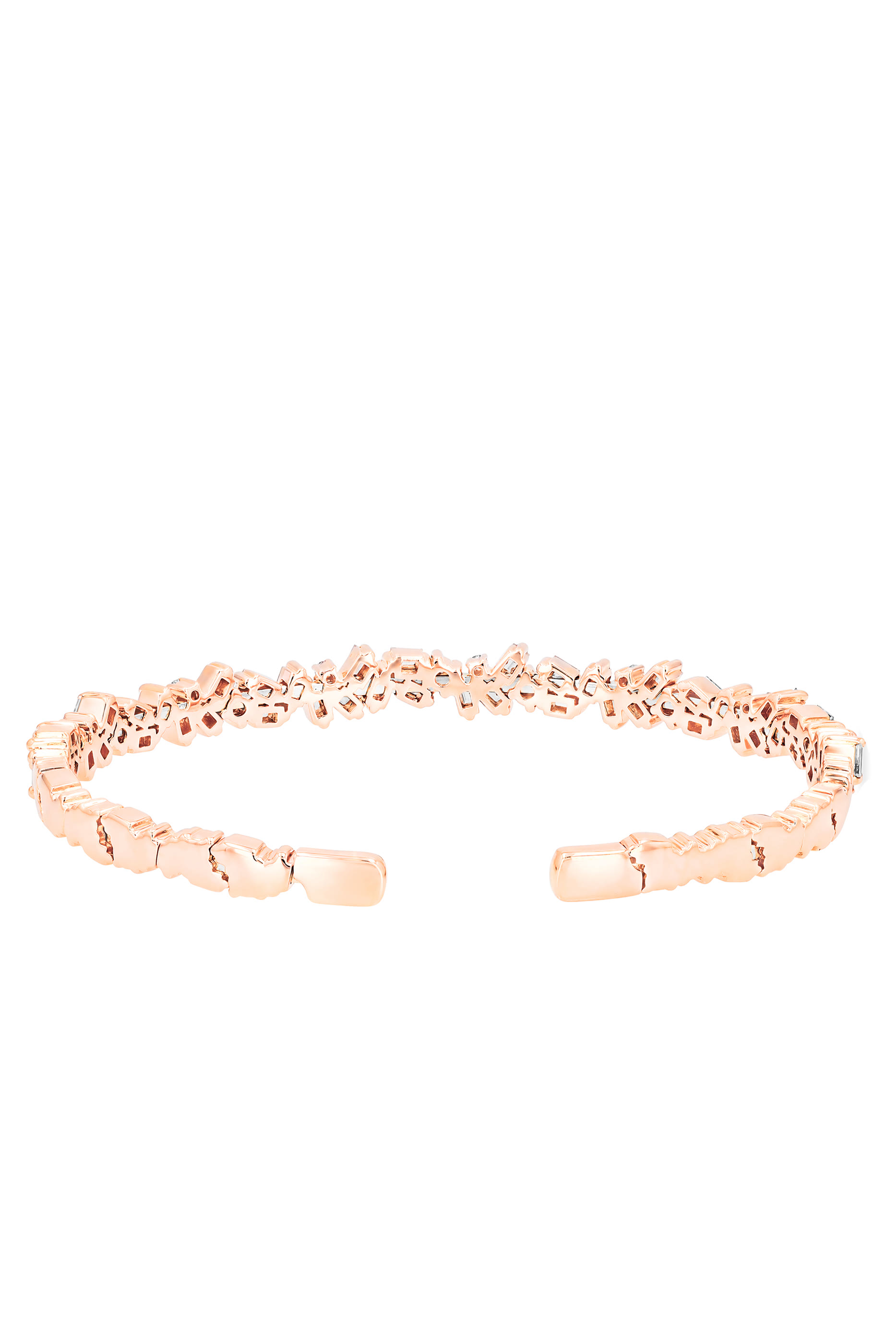 18k Rose Gold Baguette Diamond Bangle