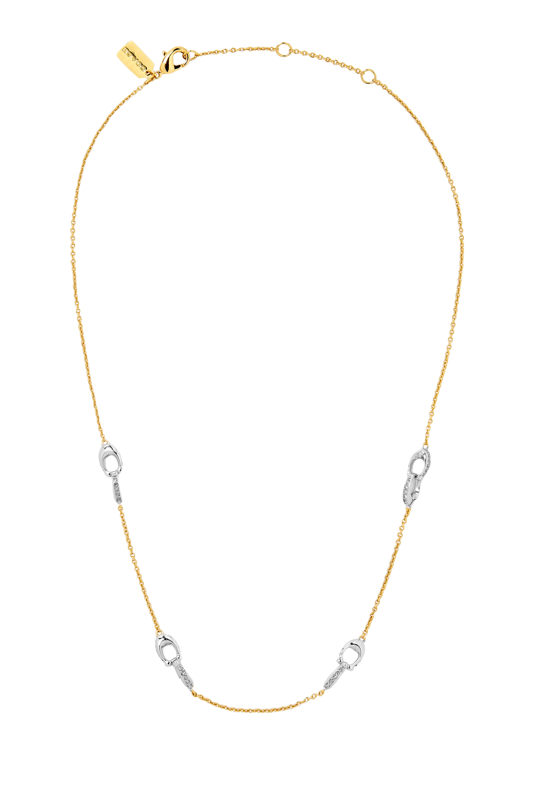 Signature Pave C Strand Necklace, Metal & Crystals