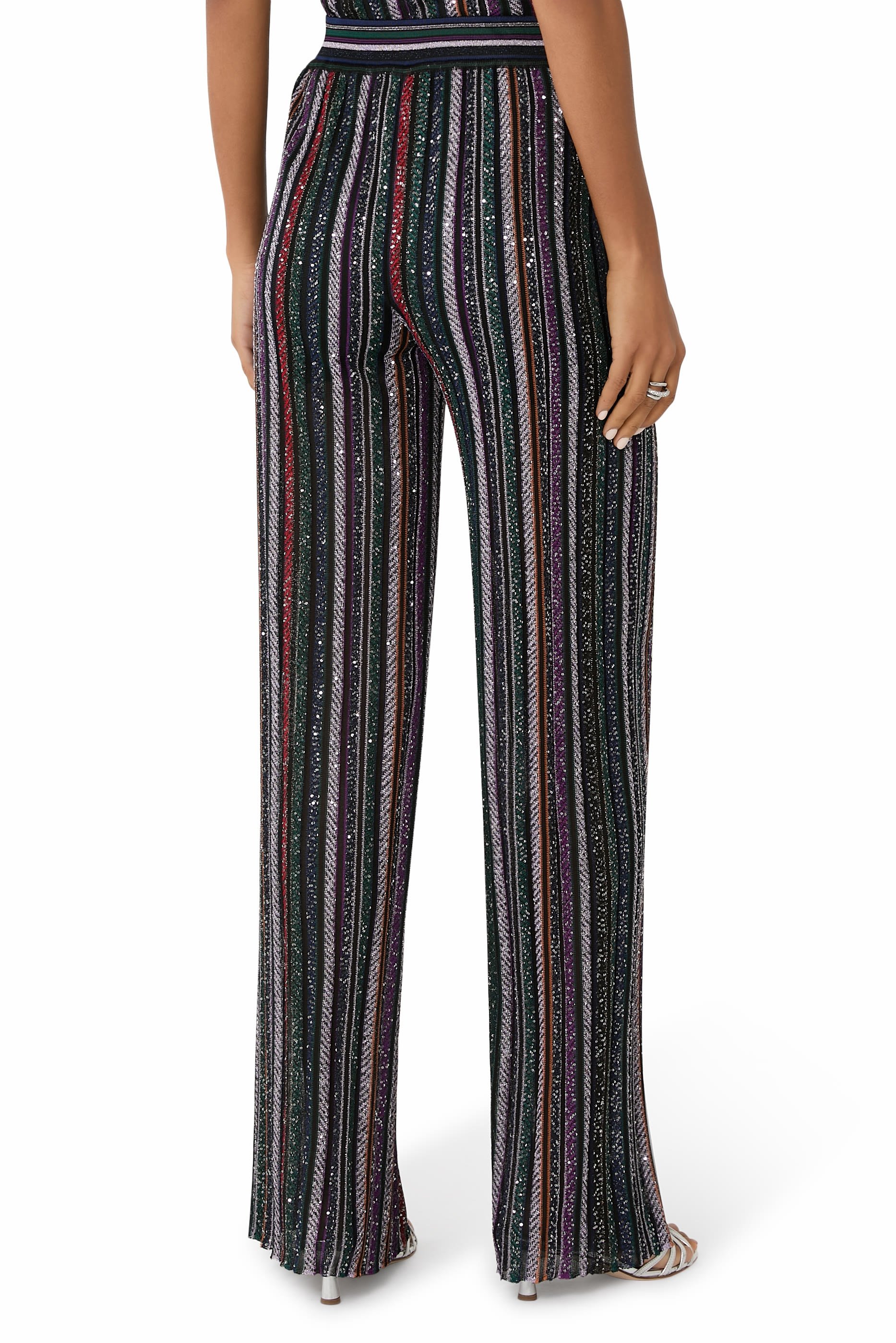 Long Pants in Herringbone Stripe Knit