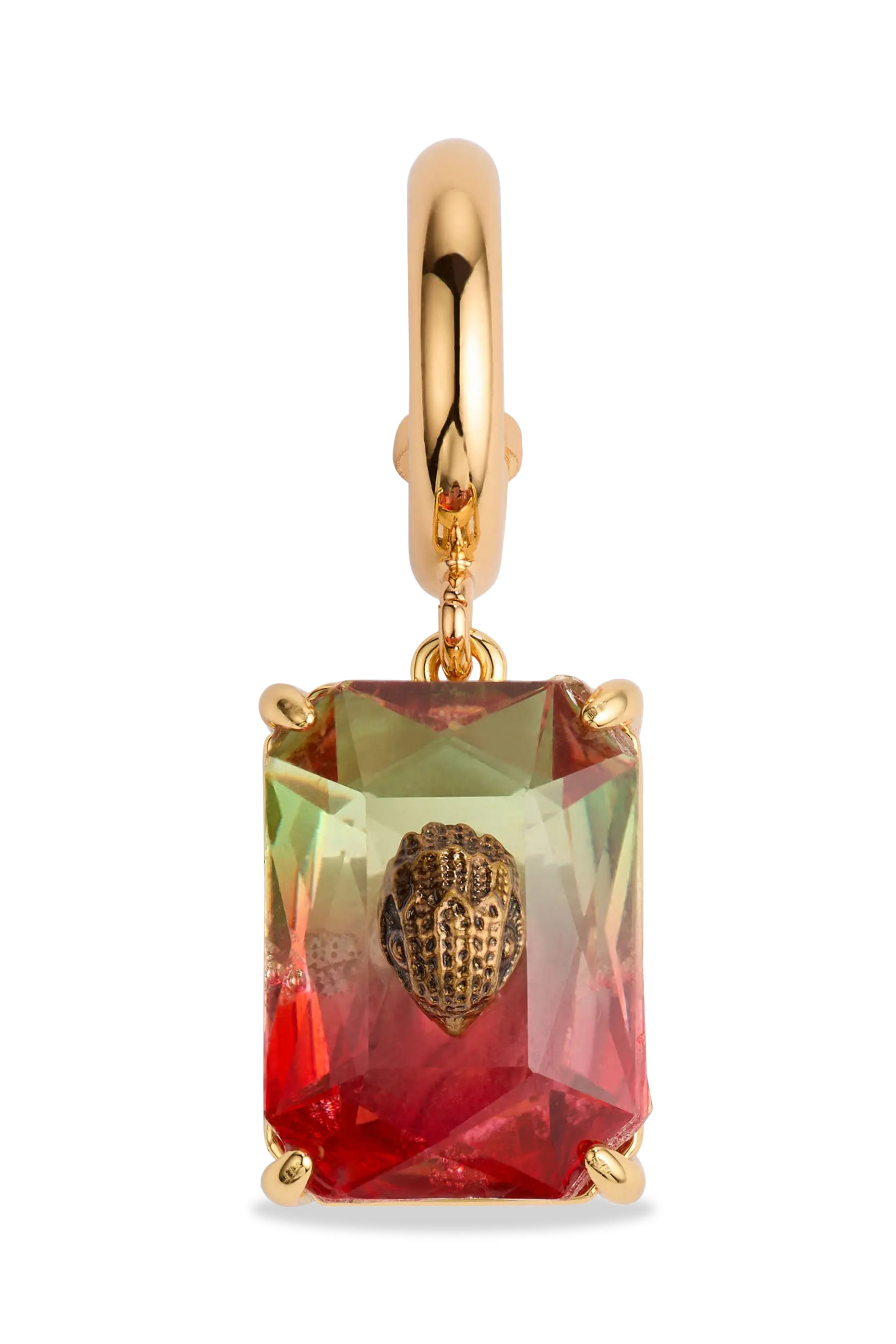 Pav&eacute; Strawberry Huggie Earrings, Brass & Crystal