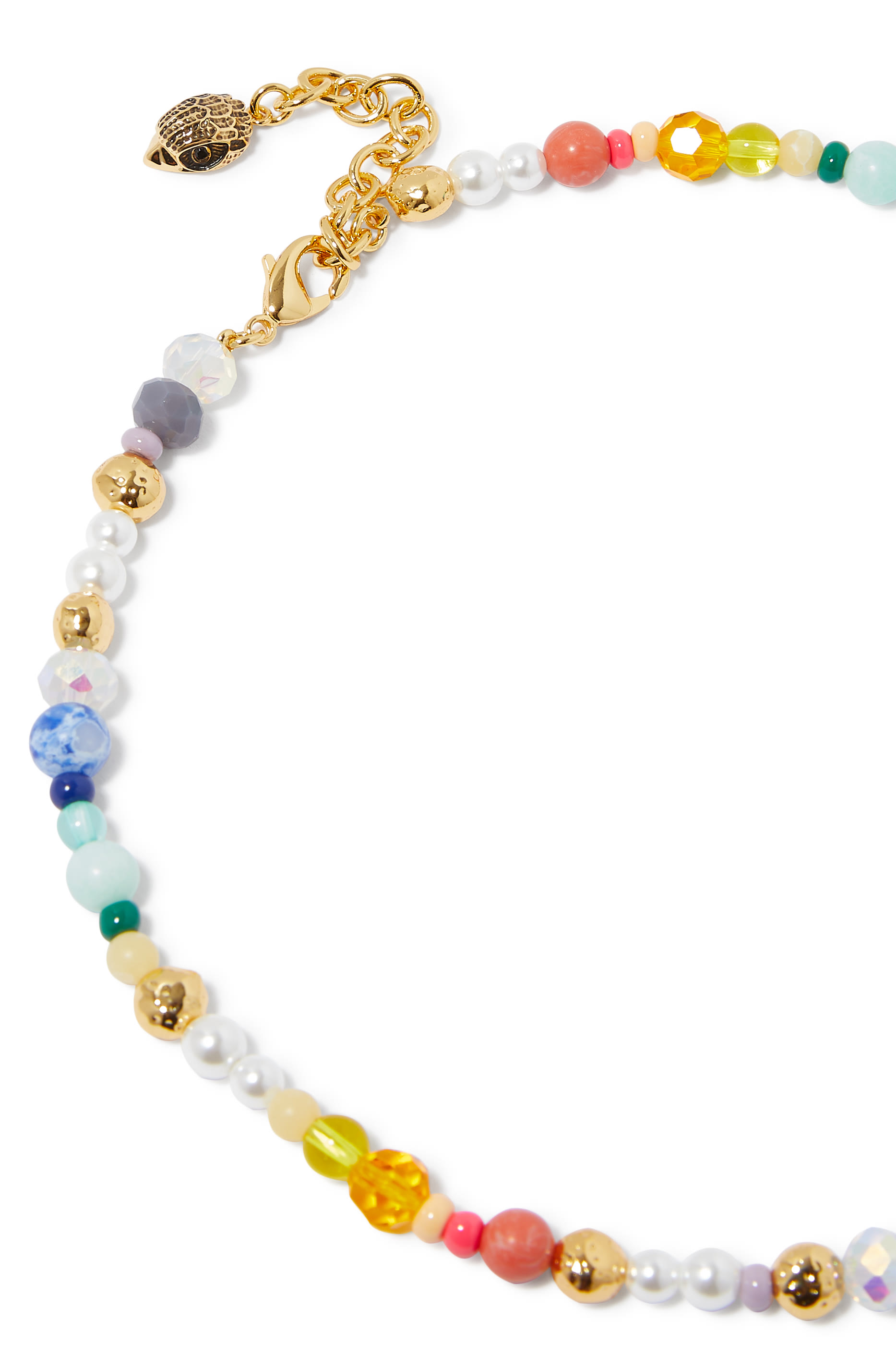 Mixed Bead Eagle Necklace, Brass