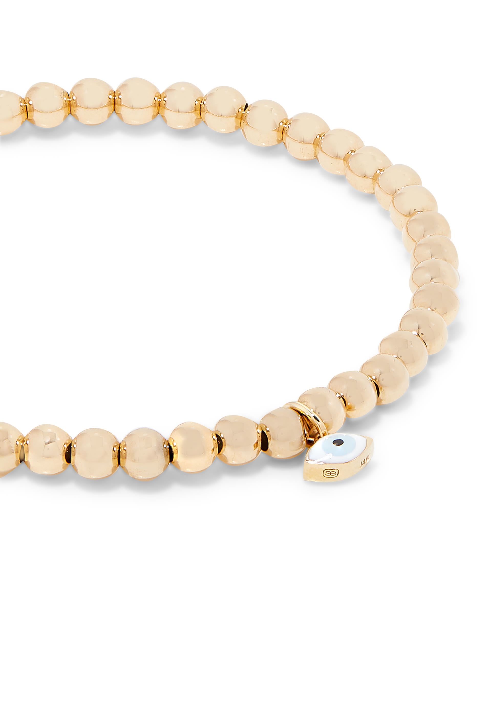Enamel Evil Eye Rondelle Bracelet, 14k Yellow Gold