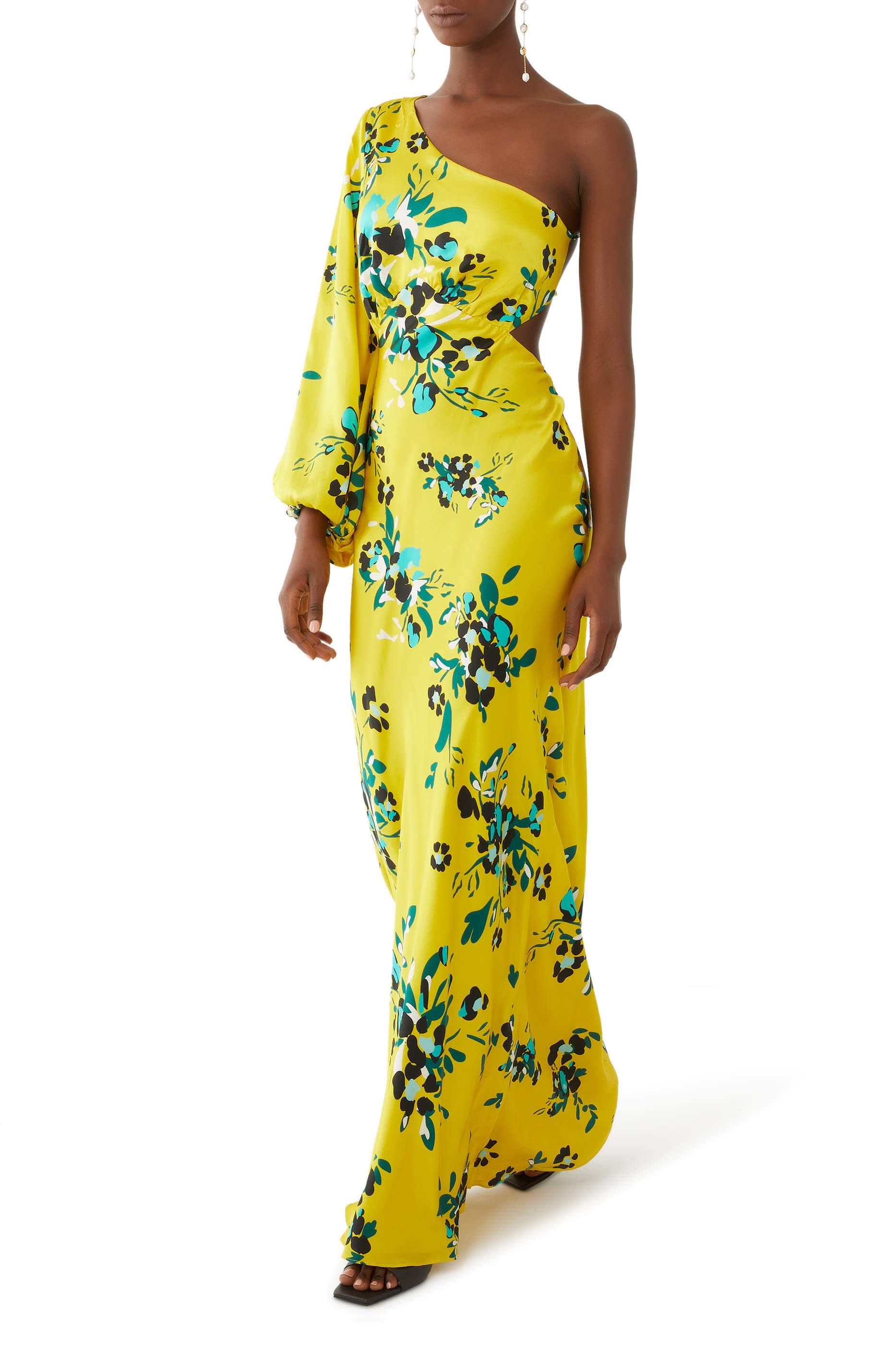 Romilly Silk One-Shoulder Open Back Maxi Dress