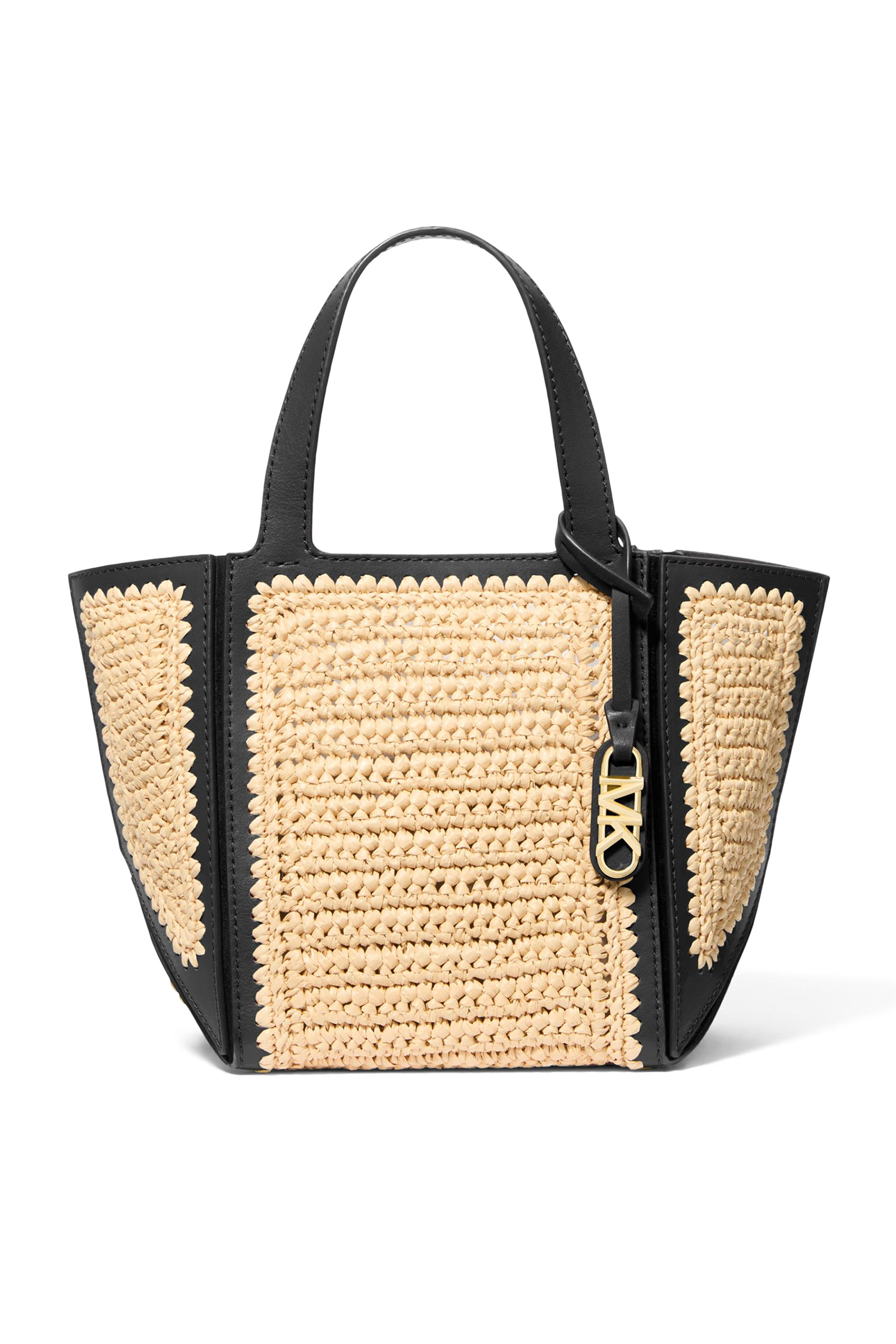 Jordi Small Hand-Crocheted Straw & Leather Tote Bag