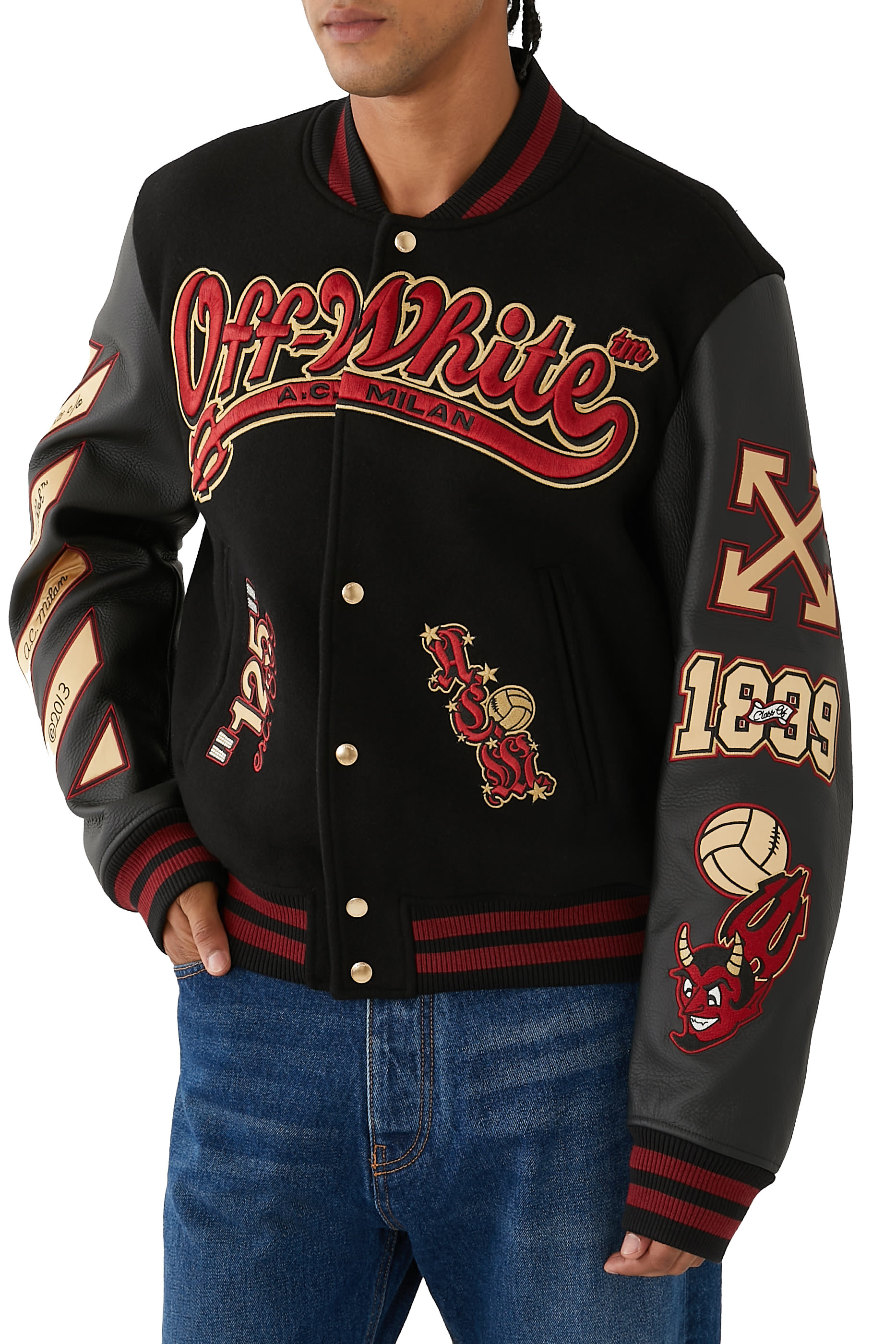  OW x A.C Milan Varsity Jacket 