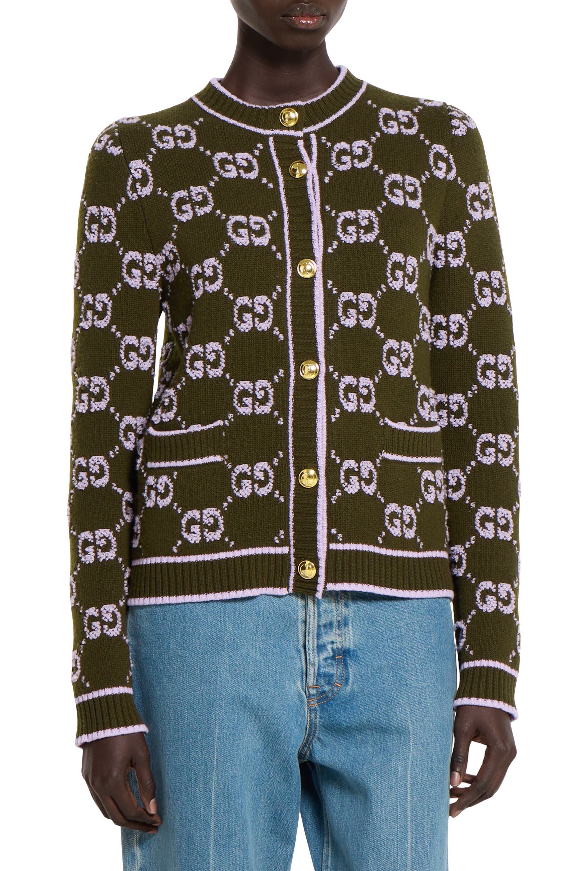  GG Wool Boucl&eacute; Jacquard Cardigan