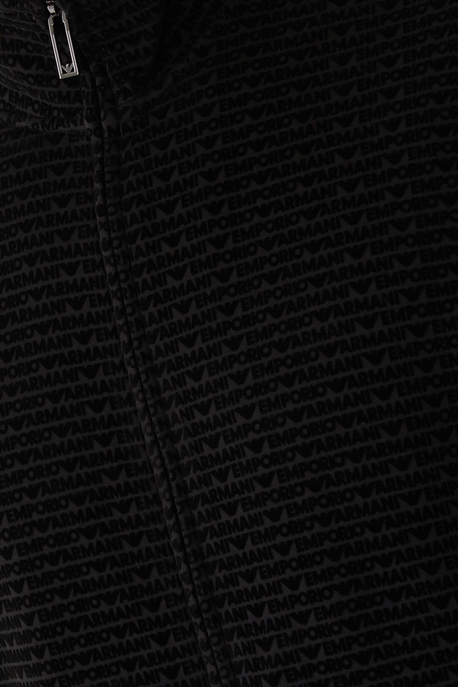 Full-Zip Jersey Sweatshirt with All-Over Flocked Lettering