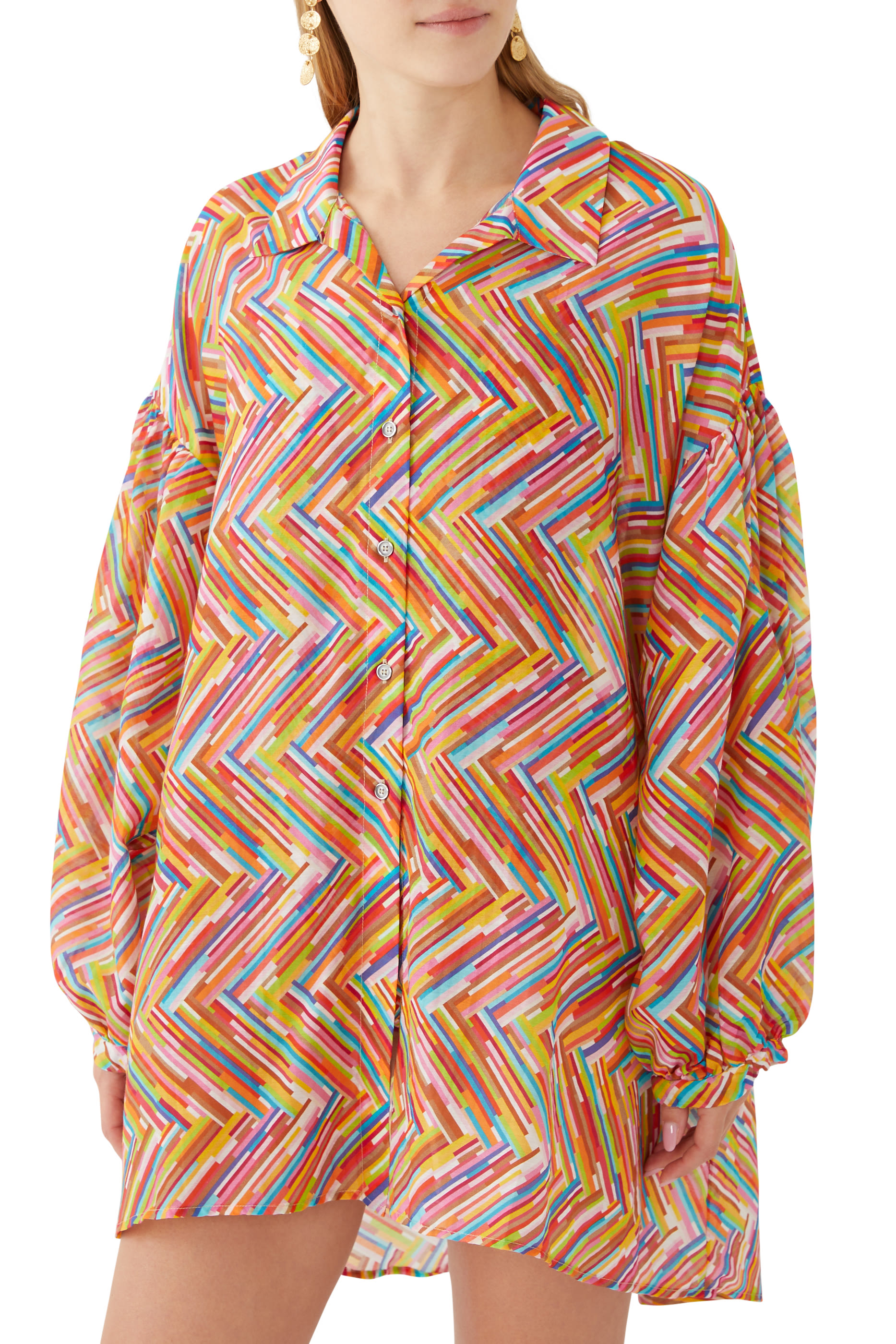 Mare Chevron Cotton Long Sleeve Shirt