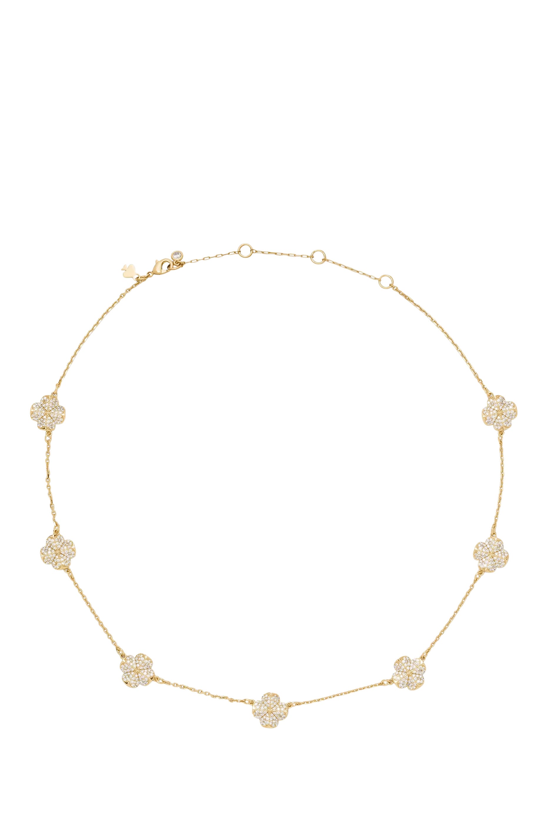 Spade Flower Pave Scatter Necklace, Cubic Zirconia