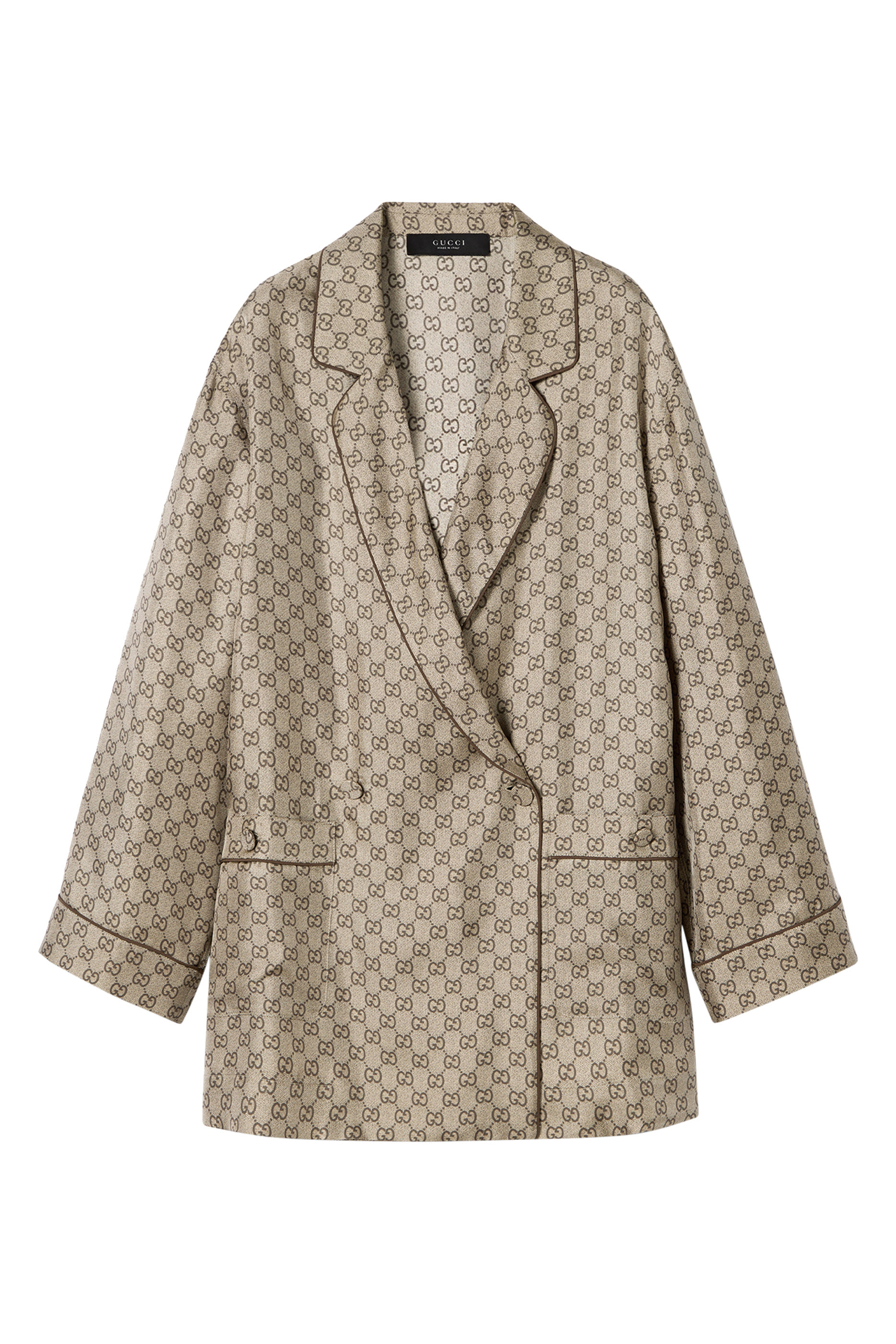 All-Over GG Print Silk Twill Shirt