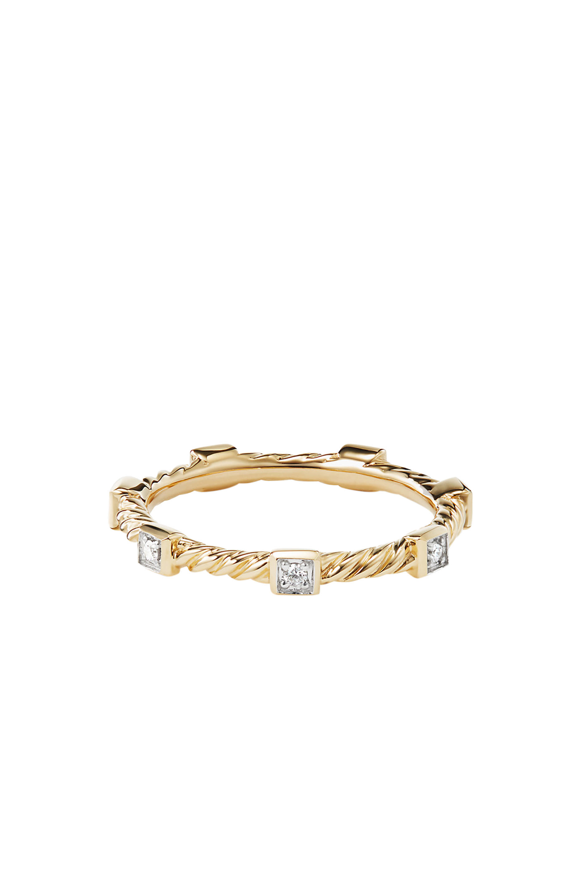 Cable Collectibles Stack Ring, 18k Yellow Gold & Diamond