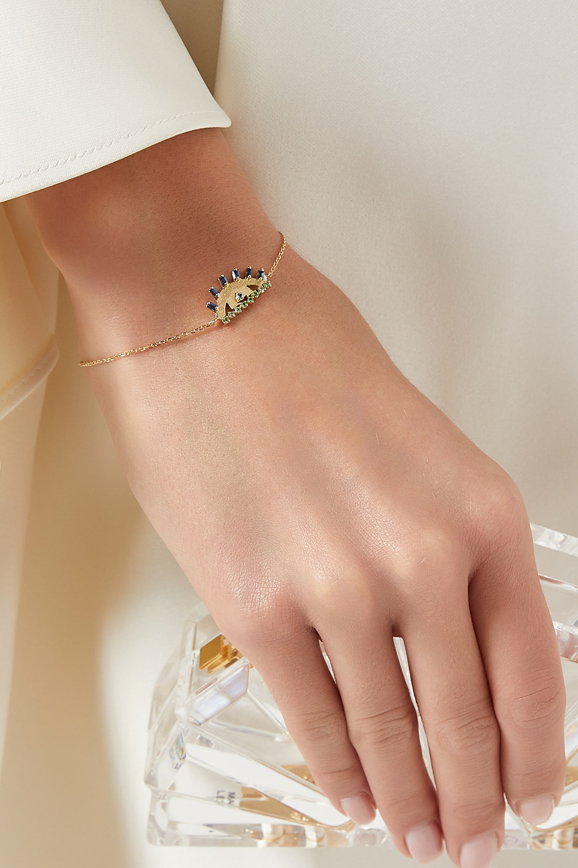 Ya Ein Bracelet, 18k Yellow Gold with Topaz, Emerald & Sapphire