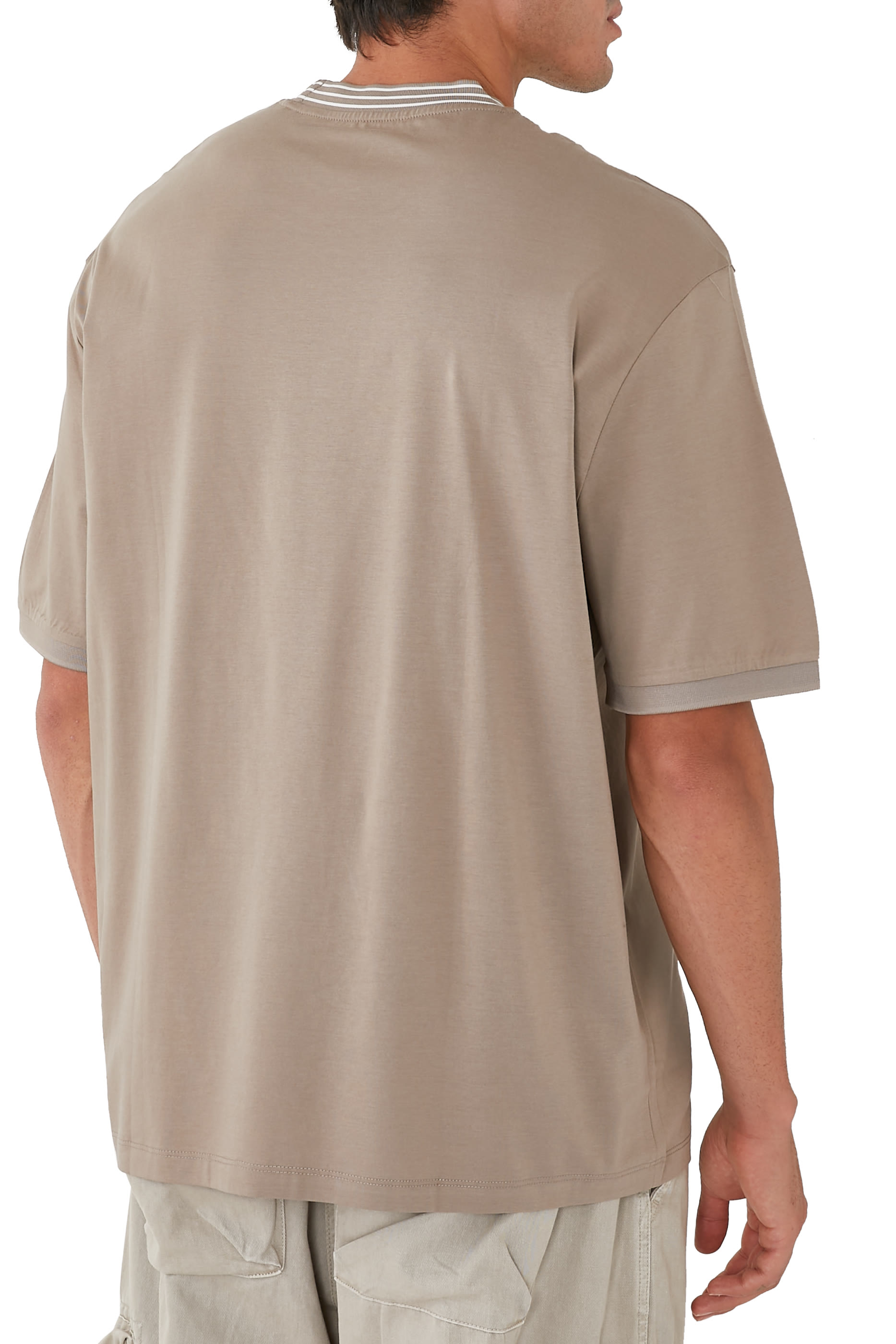 Regular Fit T-Shirt with Striped Crew Neck