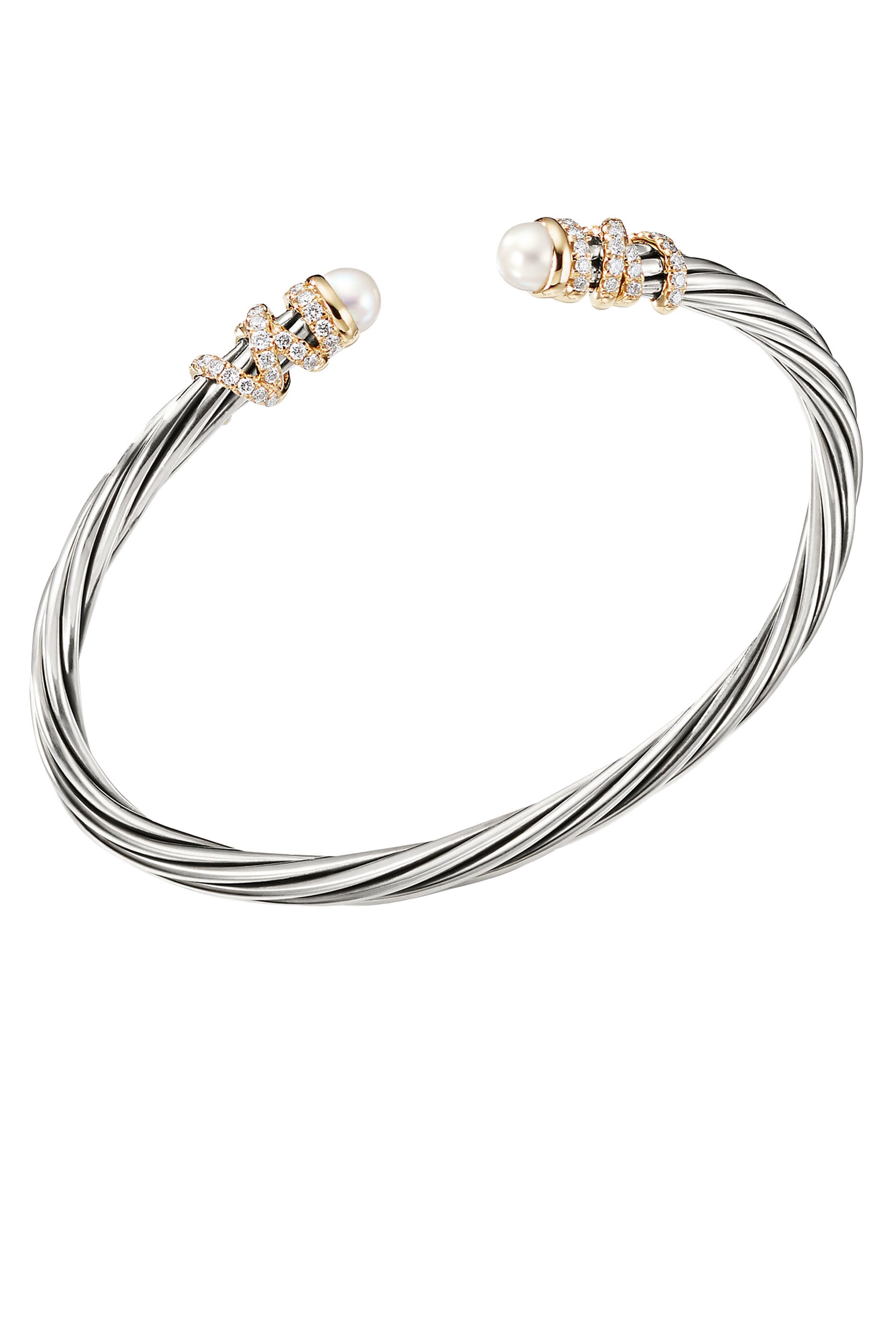 Helena Bracelet, Sterling Silver with 18K Gold, Diamond & Pearl