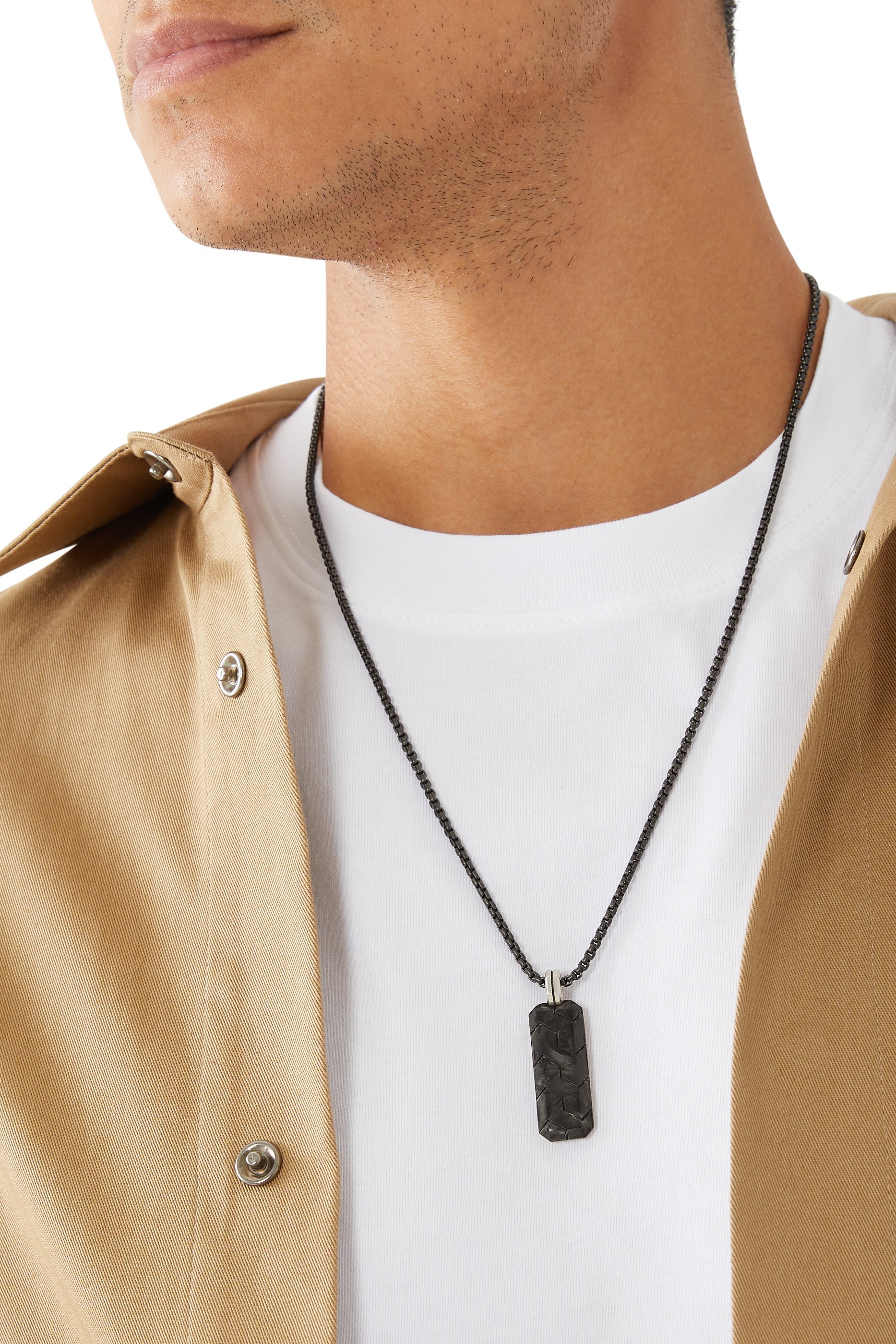 Forged Carbon And Sterling Silver Tag