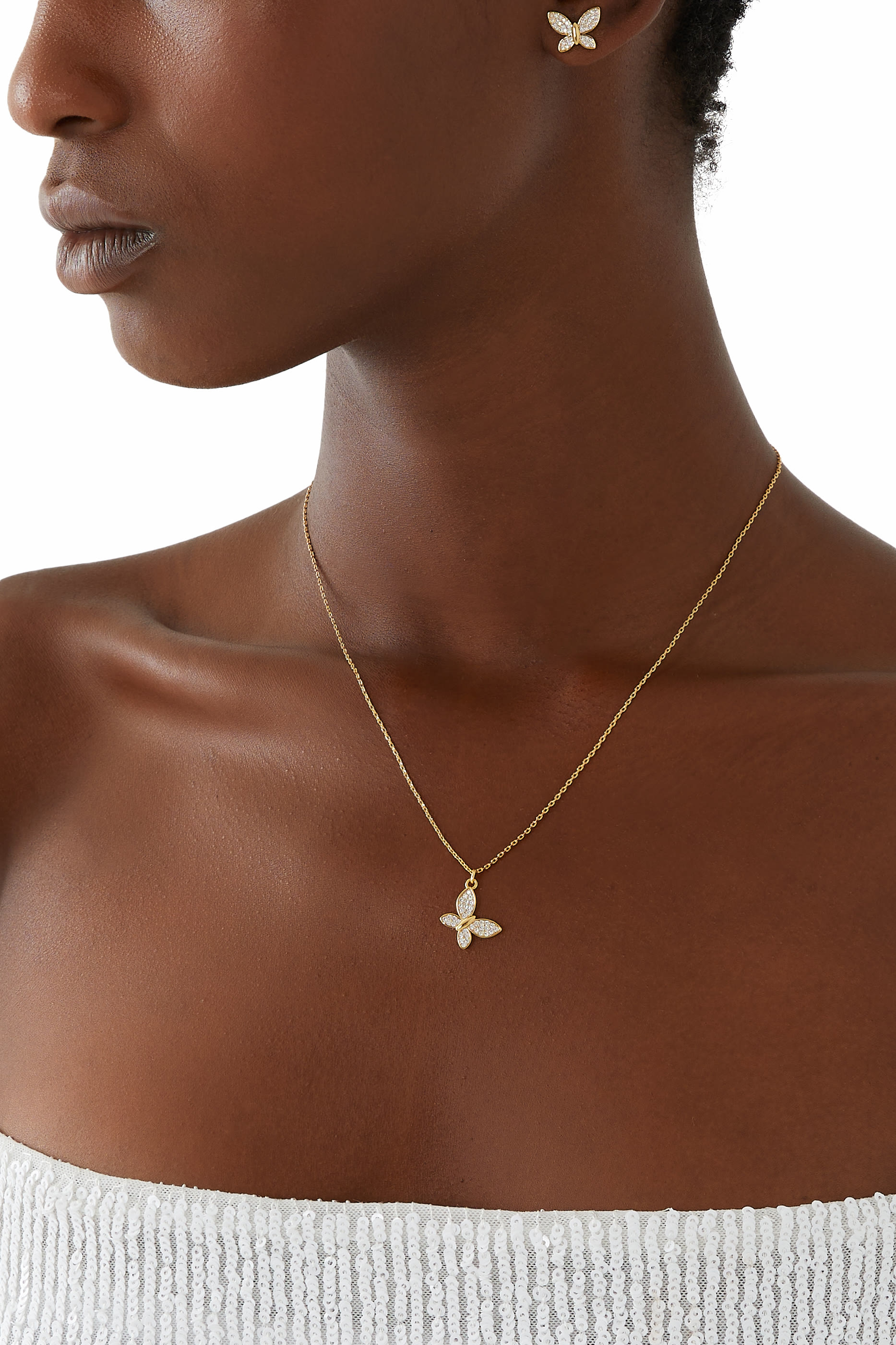 Lucky Charm Pave Butterfly Pendant