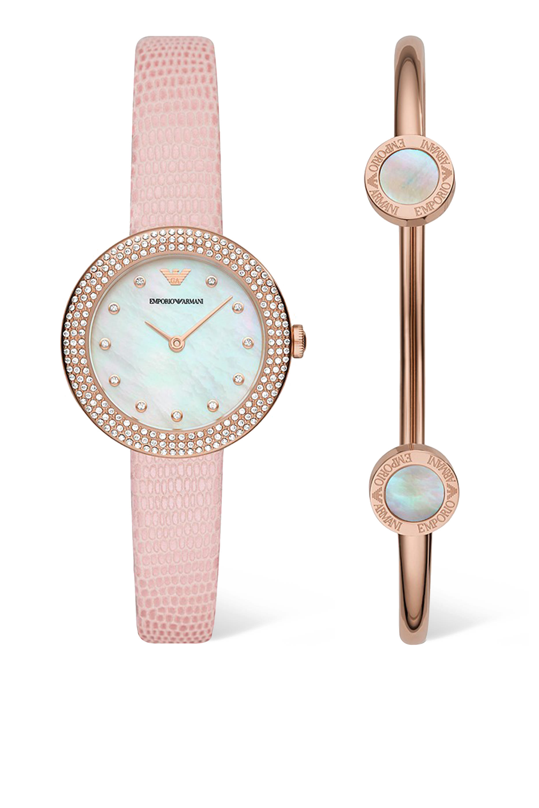 Rosa Quartz Leather Watch & Bracelet Set