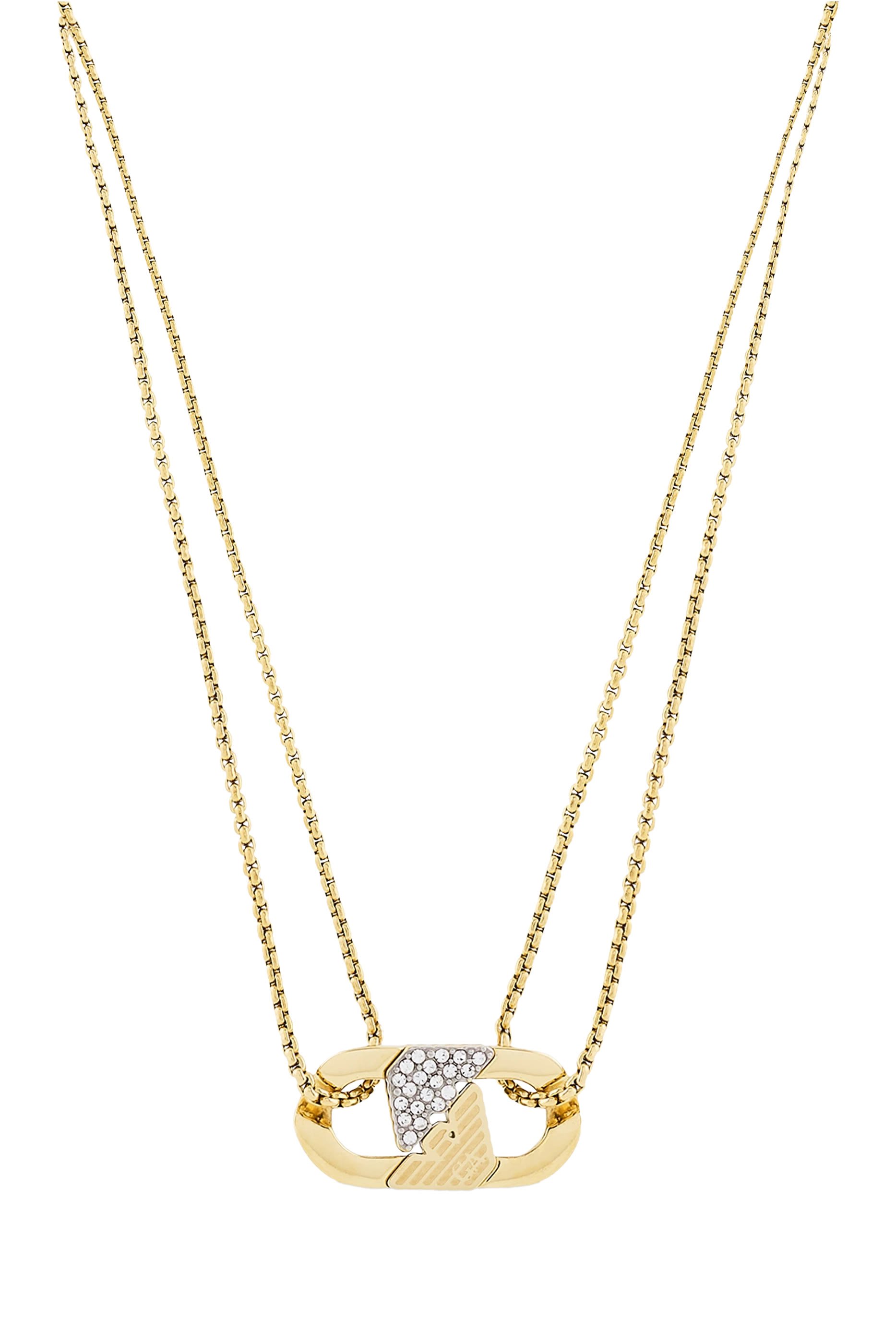  Gold-Tone Stainless Steel ID Necklace