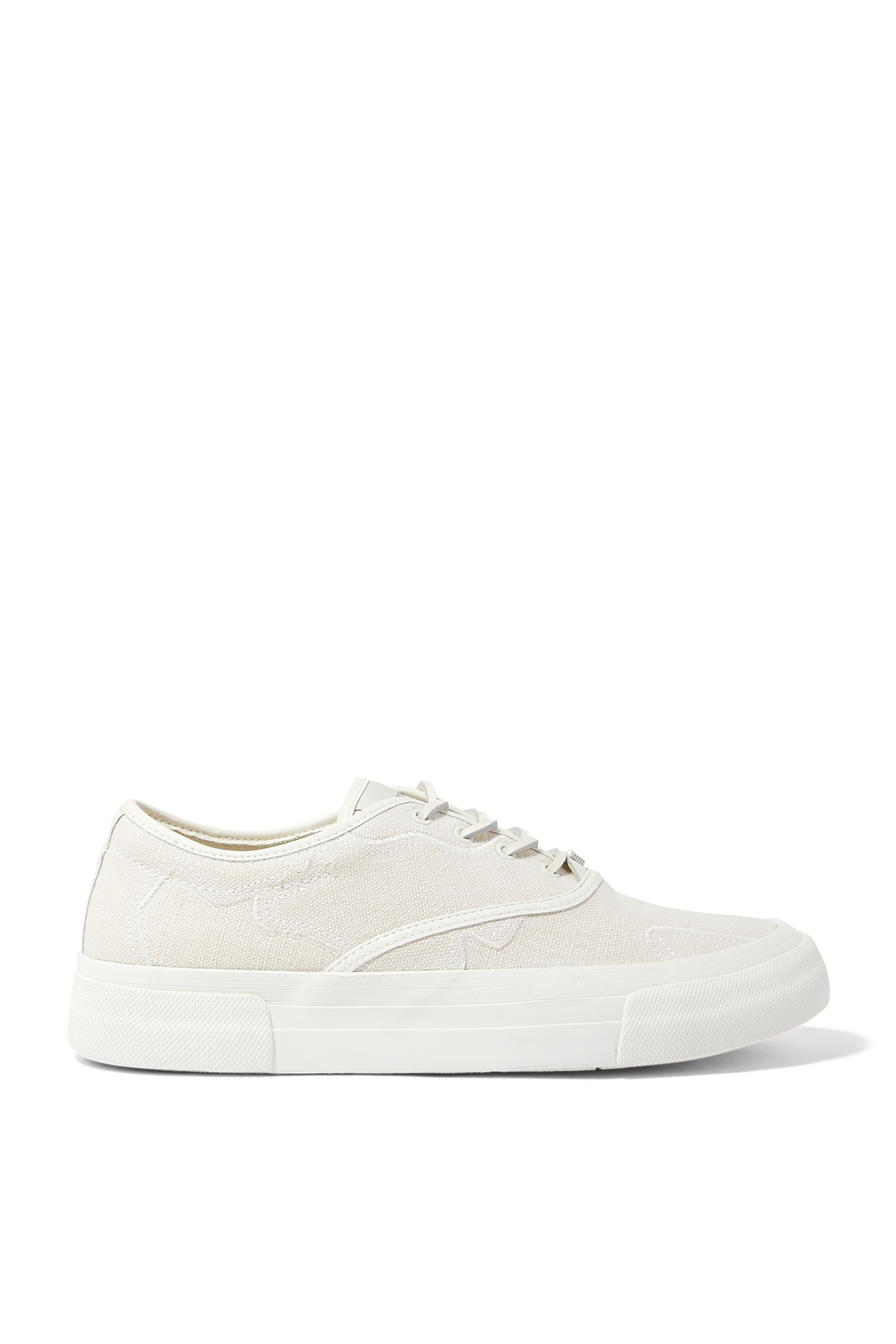Emporio Armani Canvas Sneakers with Vegetable-Tanned Leather Details