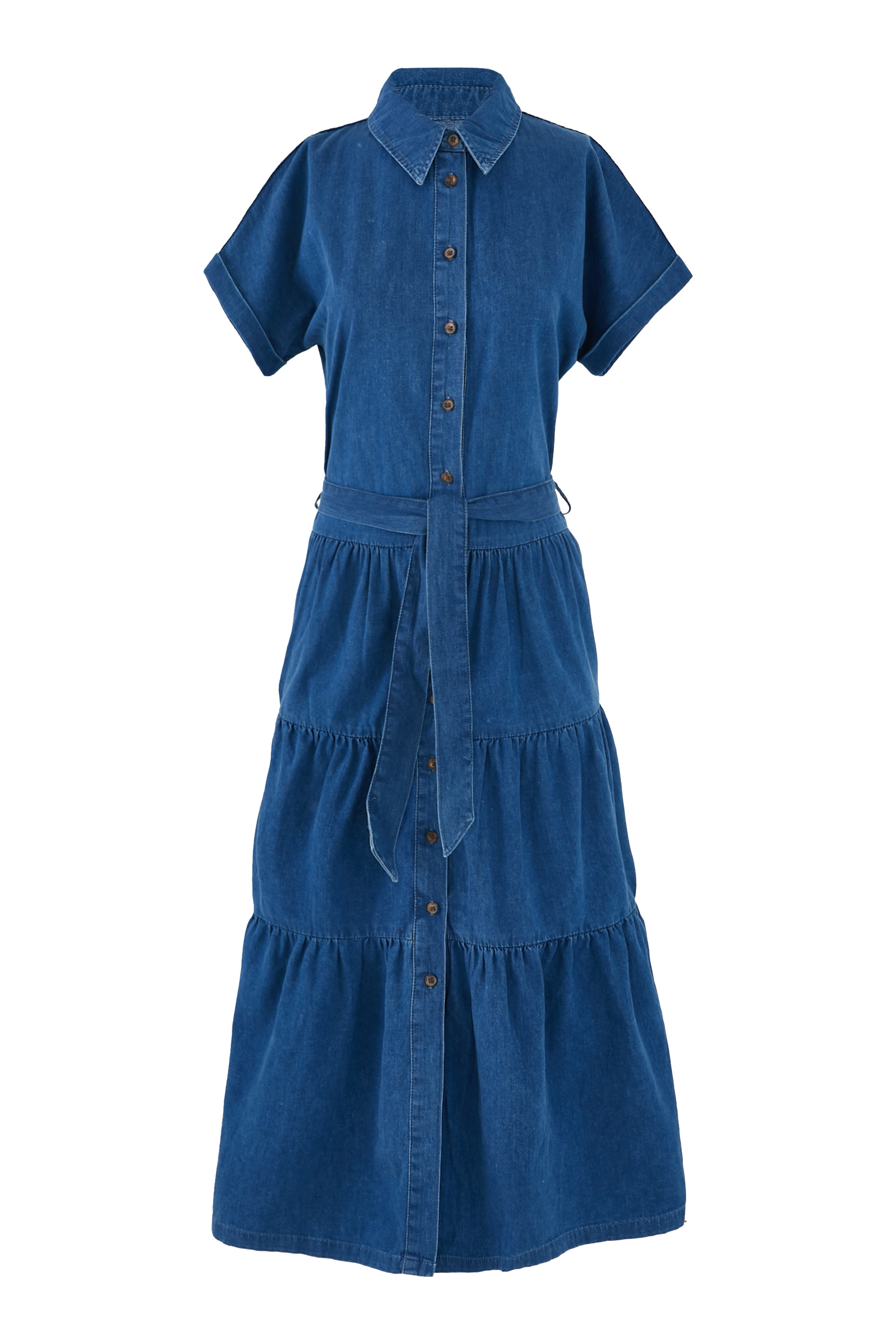 Denim Ester Tiered Shirt Dress