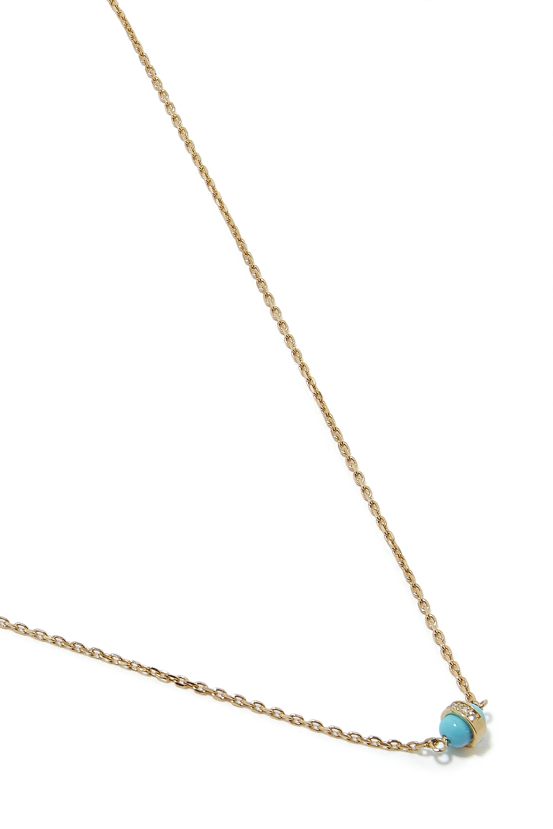 The Single Cobalt Necklace, 18k Yellow Gold, Turquoise Enamel & Diamonds