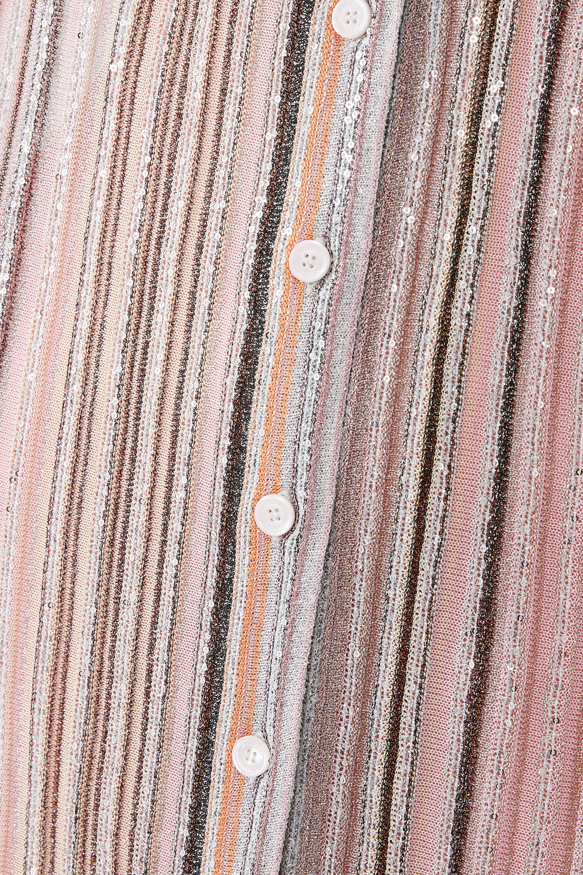 Partialized Sequinned Knit Buttoned Maxi Cardigan 