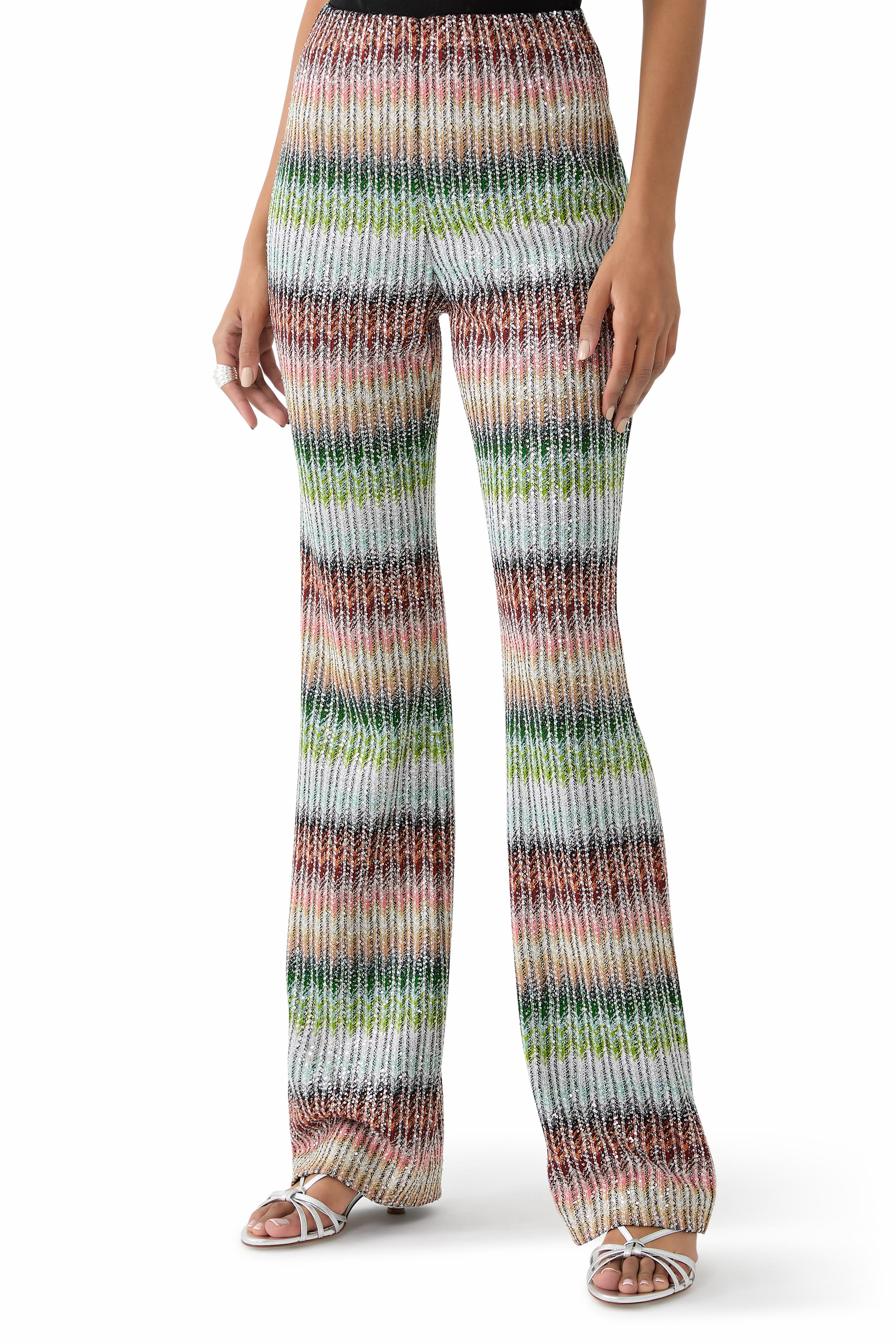 Gradient Zig Zag Knit Flared Panta