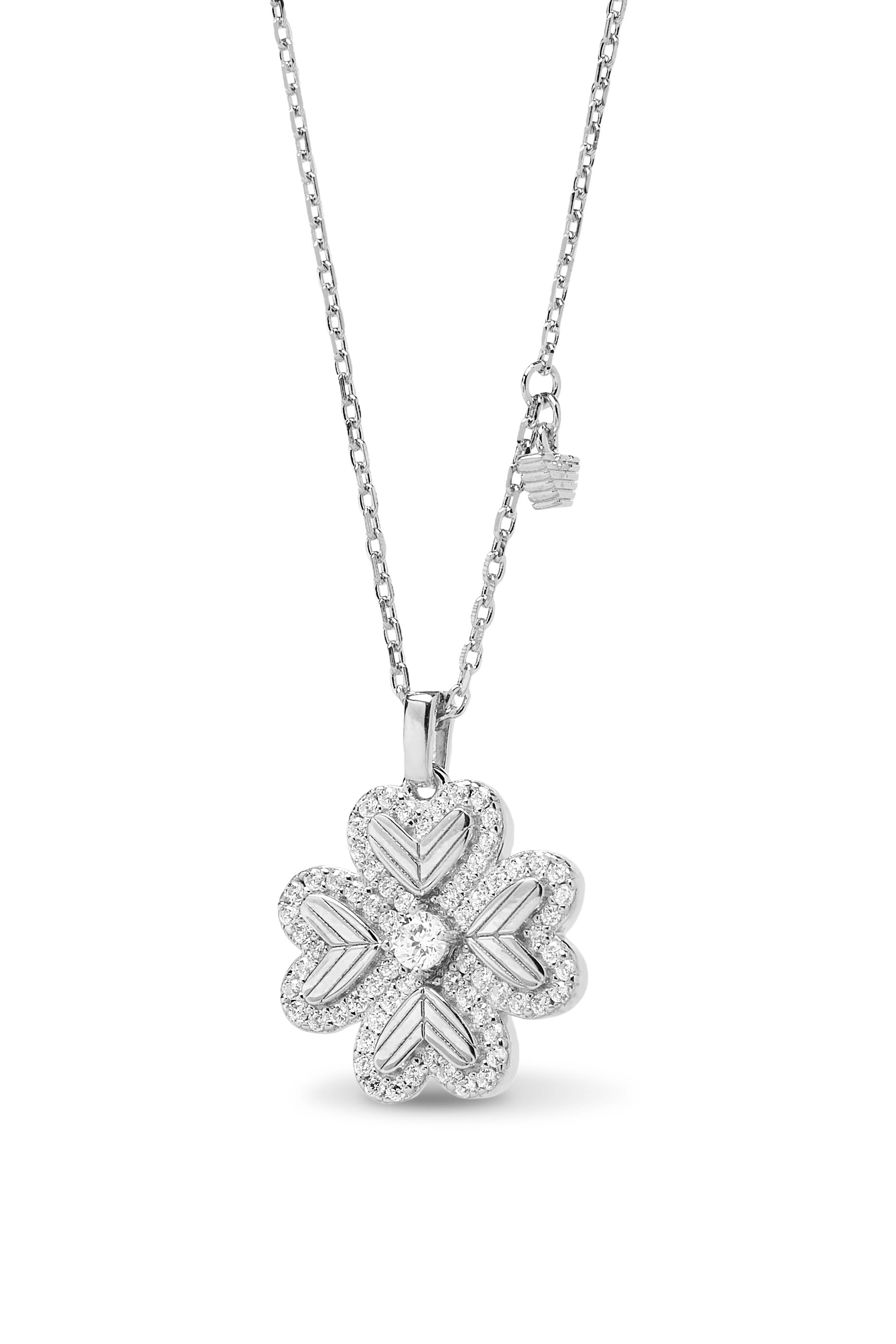 Four-Leaf Clover Pendant Necklace, Sterling Silver