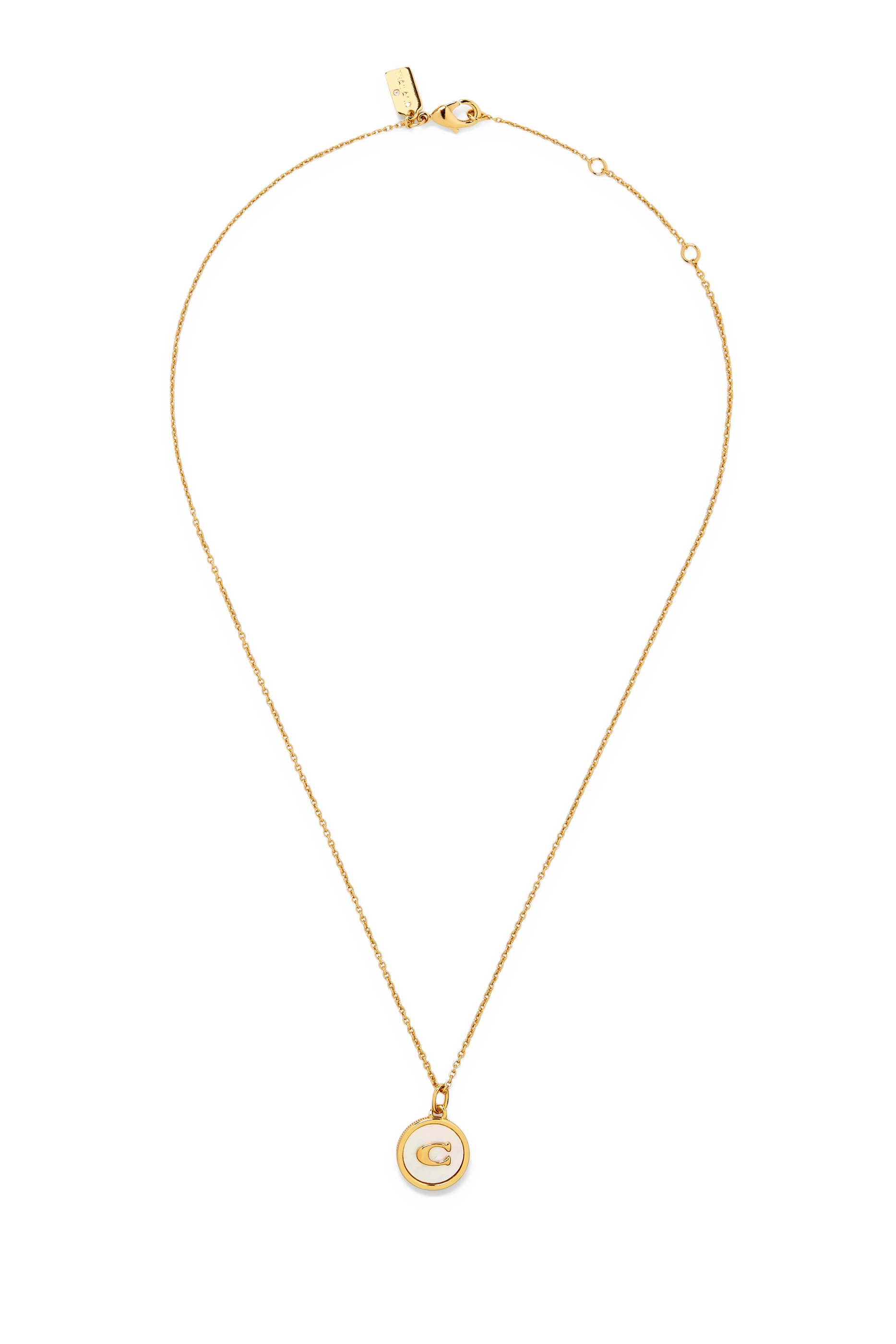 Signature Coin Pendant Necklace, Mother of Pearl