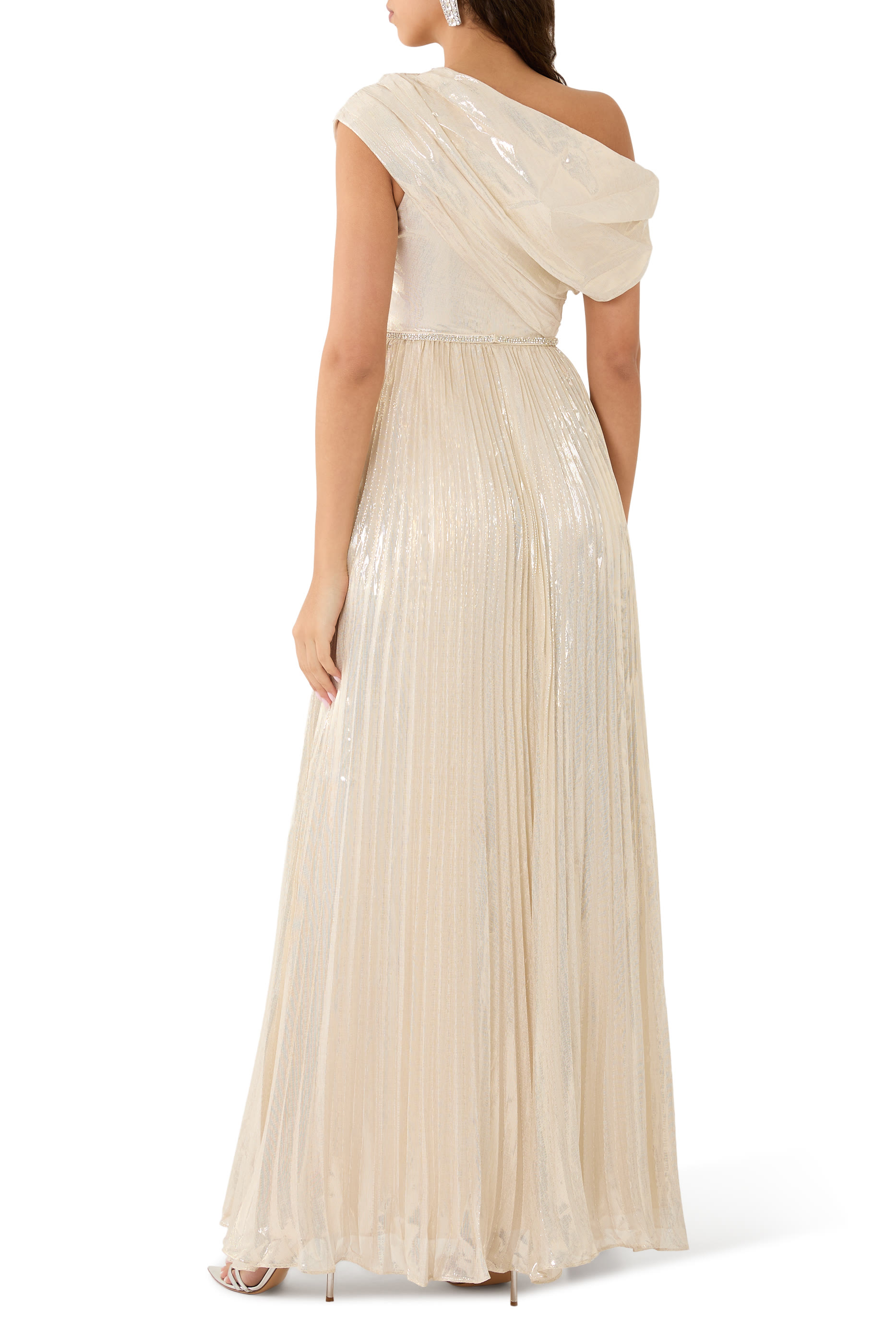 Metallic Chiffon Maxi Dress